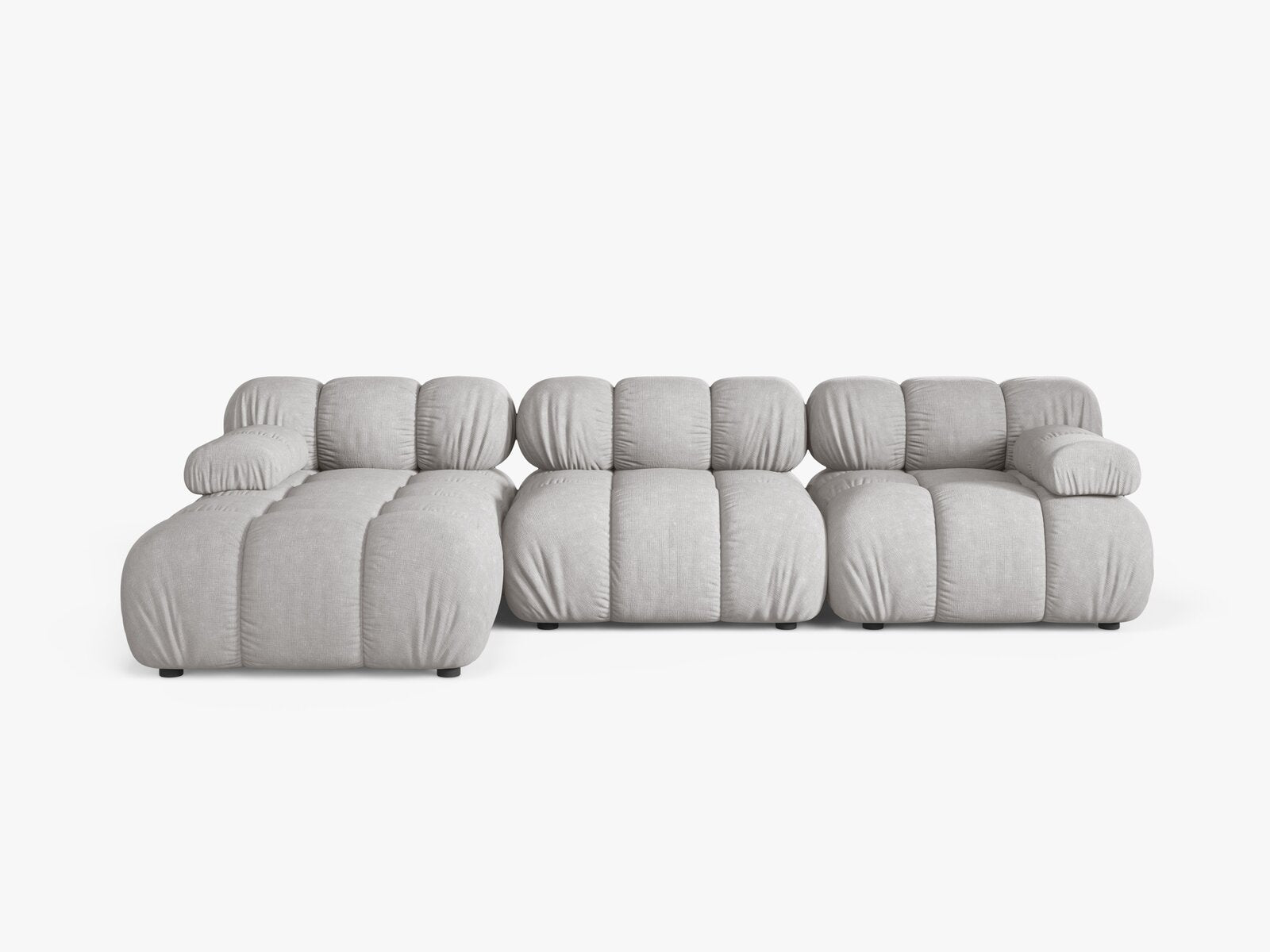 Micadoni Modulares Ecksofa Bellis 4-Sitzer Links Strukturierter Stoff Liberty Hellgrau