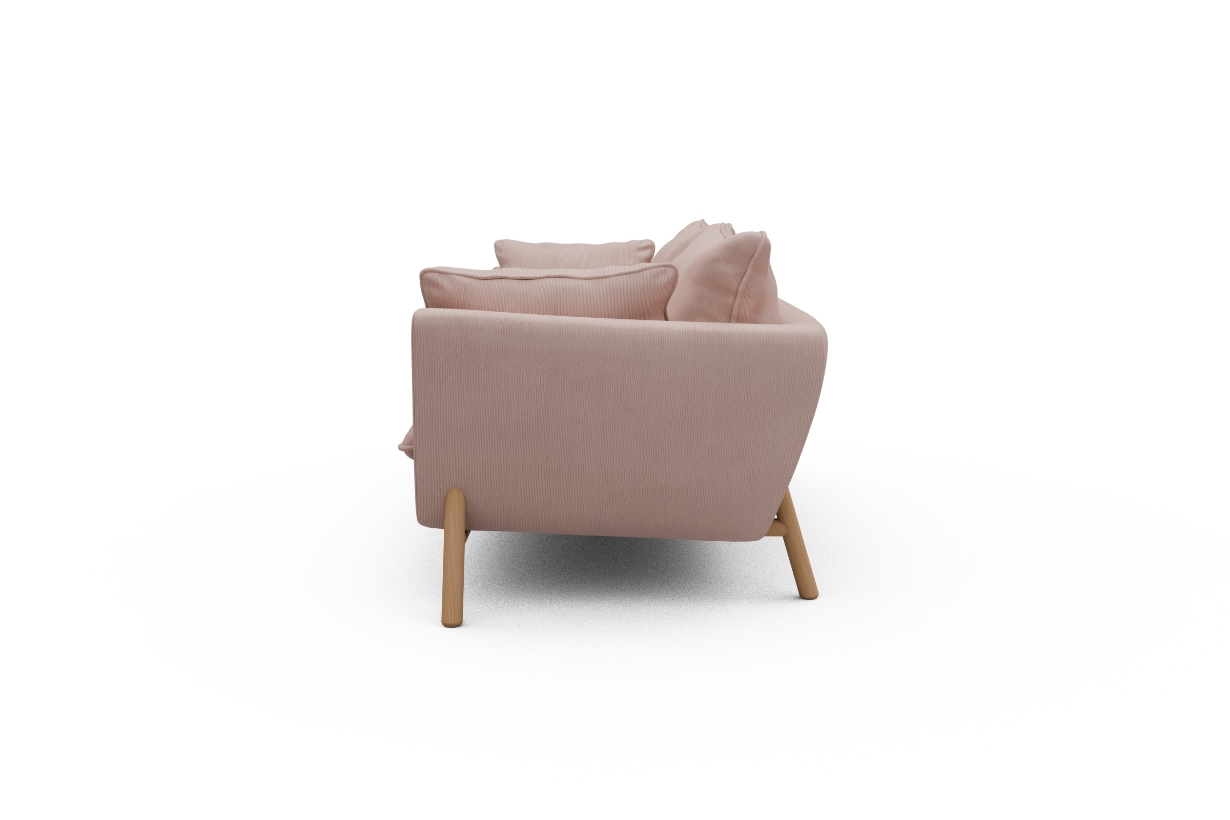 Sofa Emil PREMIUM 3-Sitzer Beinfarbe Eiche Natur Cordufine-Blush