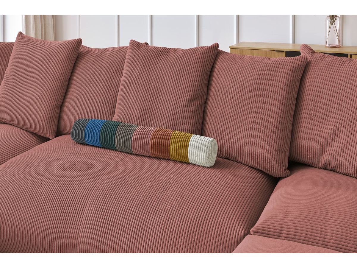 Bobochic Voltaire Wohnlandschaft mit Pouf 356 × 214 cm Cordsamt Rosa Ecke links