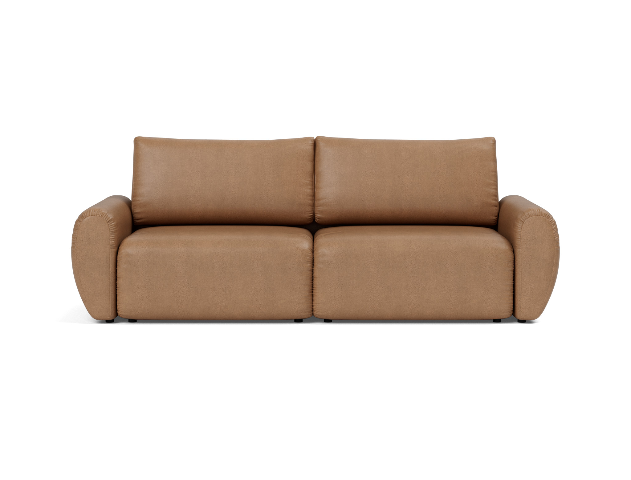 Schlafsofa Norum mit Curve-Armlehnen Lederoptik Faunal 551-Brown