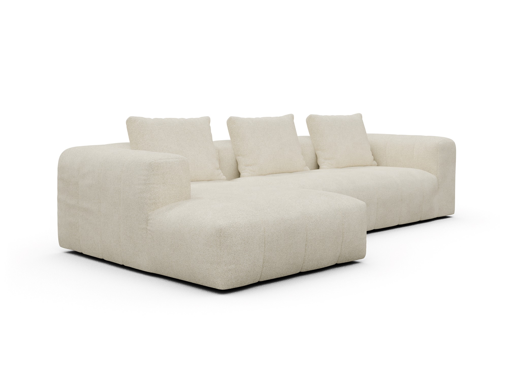 Hugo 2,5-Sitzer Armlehne rechts mit Chaiselongue Boucle-Off-White moebelfaktor