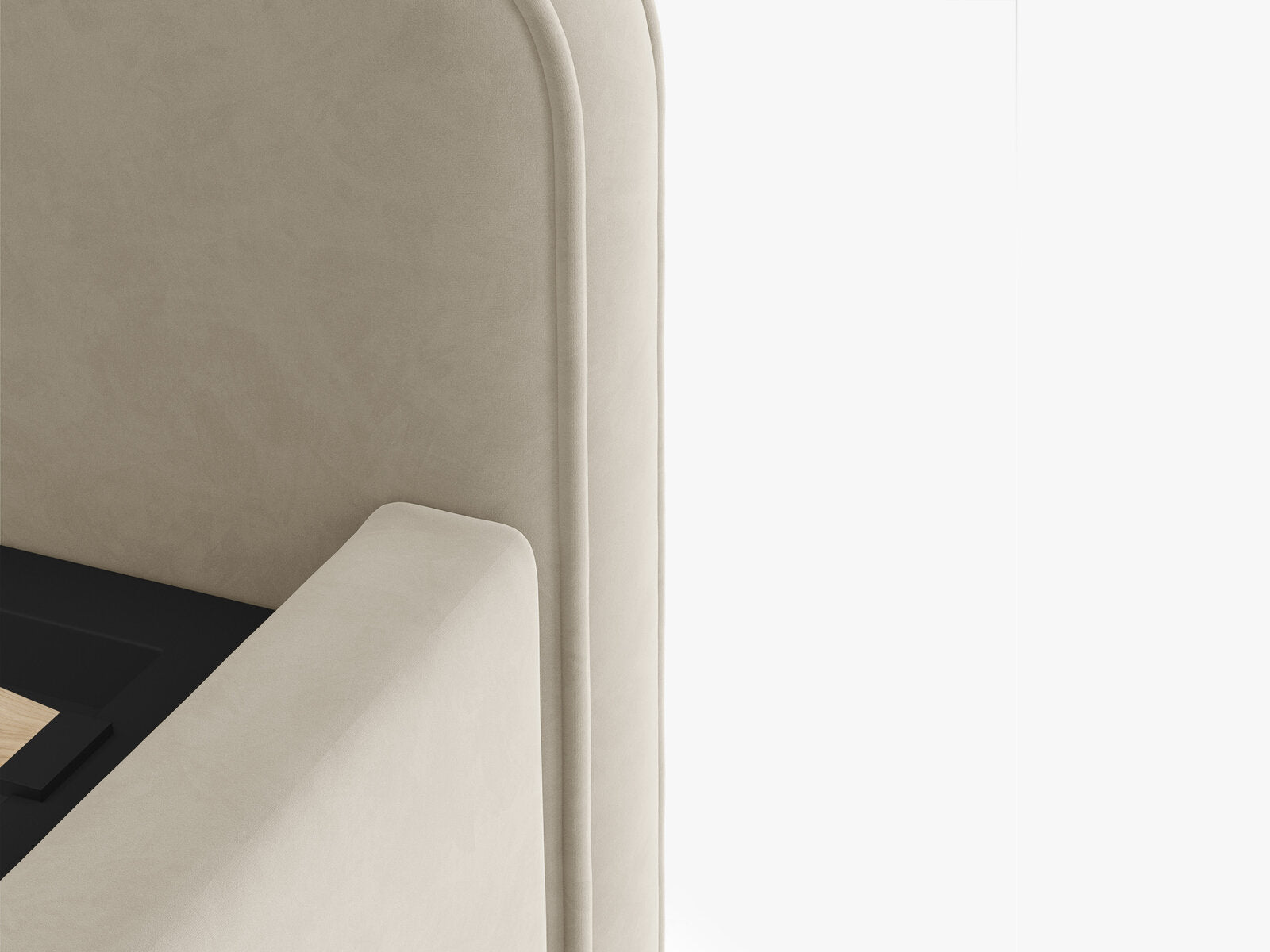 Micadoni Eda Bett mit Kopfteil Samt Casino Helles Beige 140x200