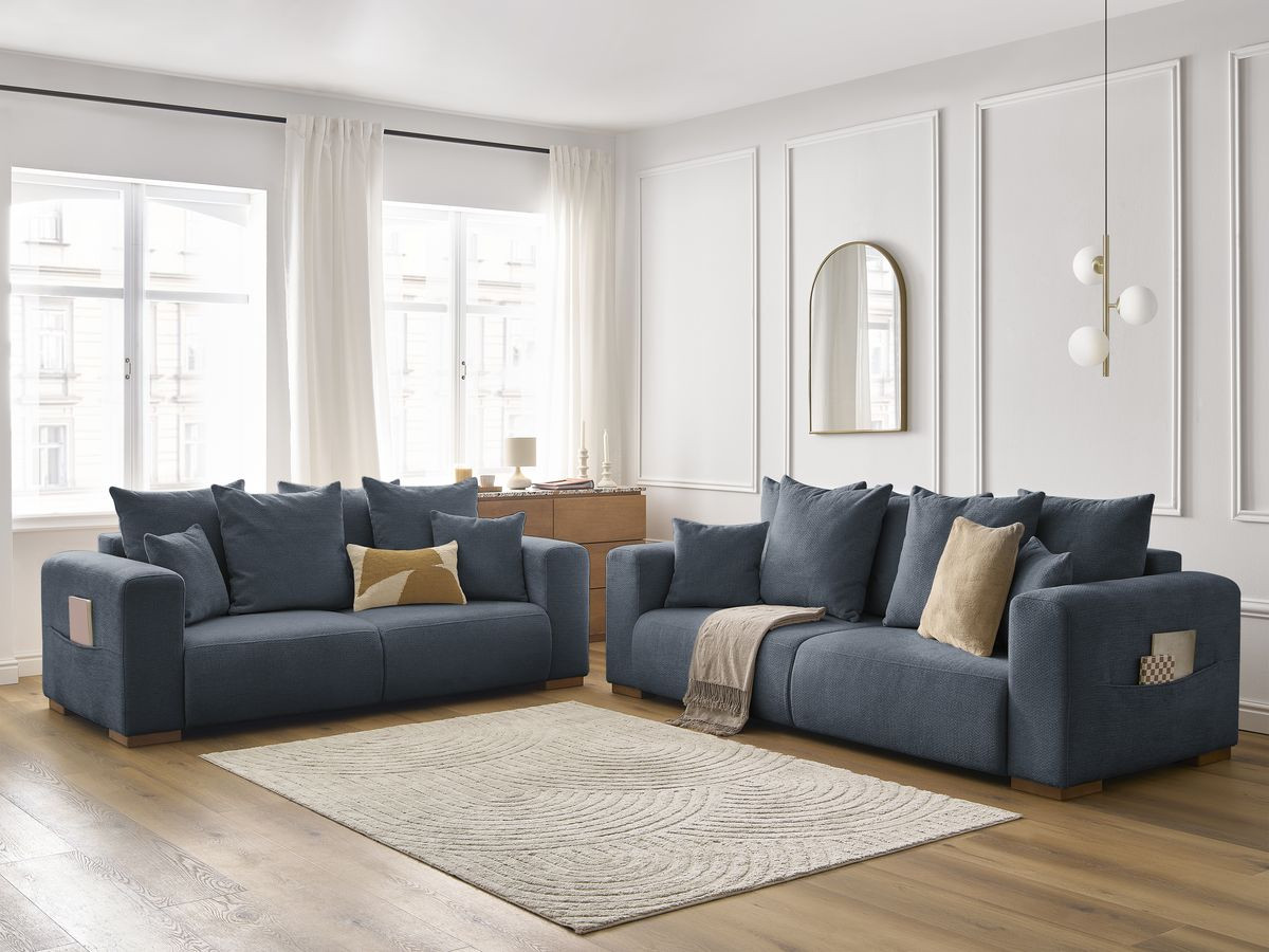Bobochic Sidonie Sofa 5-Sitzer Melange-Stoff Dunkelblau
