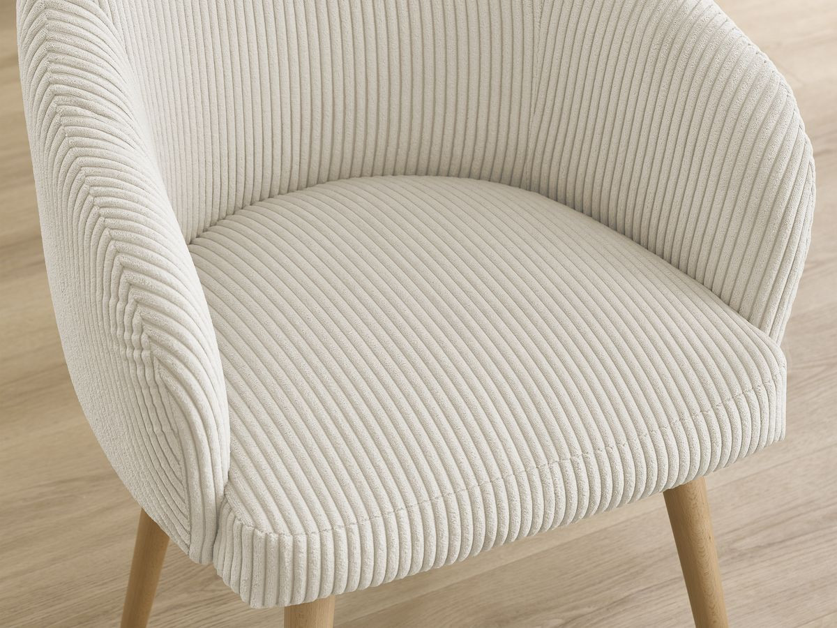 Bobochic Sophie Esszimmerstuhl 2er-Set mit skandinavischen Holzbeinen Cordsamt Beige
