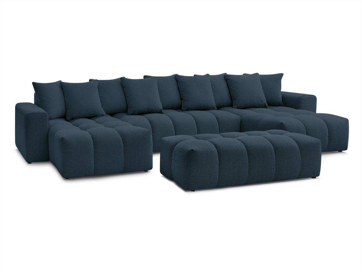 Bobochic Mont-blanc Wohnlandschaft mit Pouf Melange-Stoff Dunkelblau