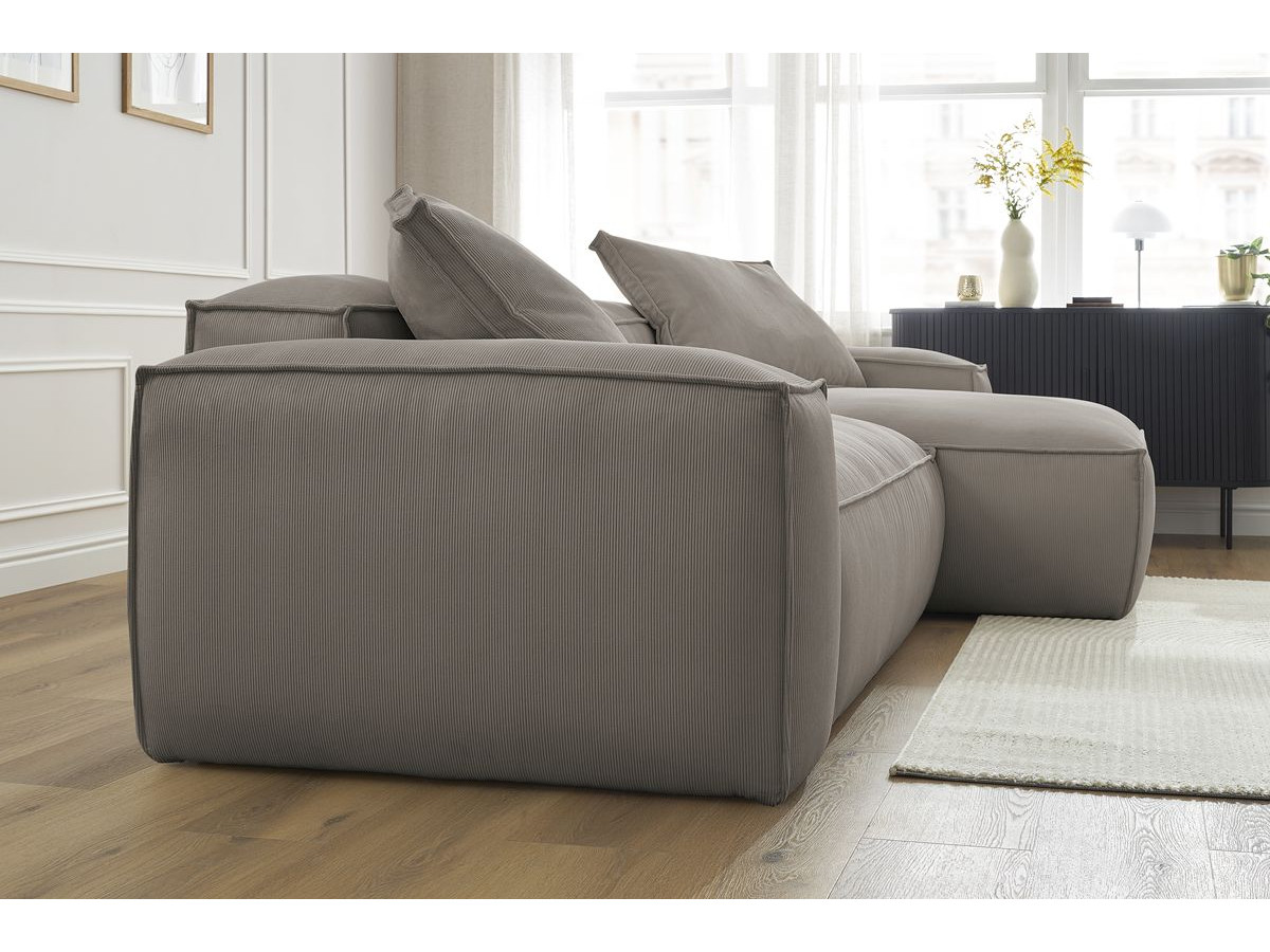 Bobochic Boheme Ecksofa, 3 Kissen Cordsamt Taupe