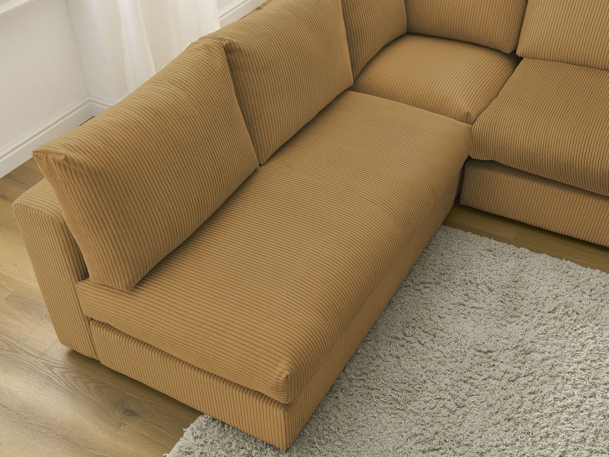 Bobochic Paris Ecksofa mit Pouf 369 × 167 cm Cordsamt Gelb