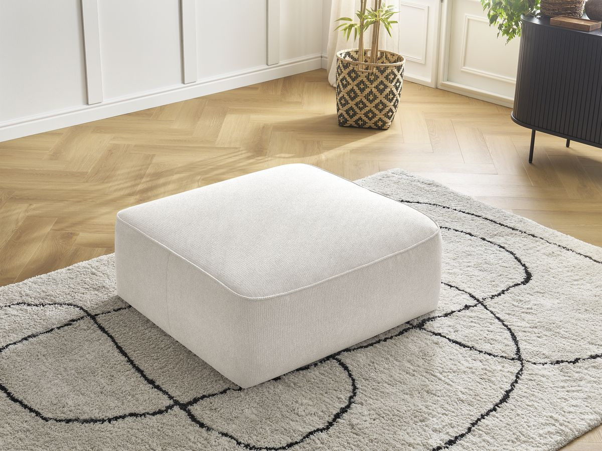Bobochic Leopold Pouf Melange-Stoff Weiß