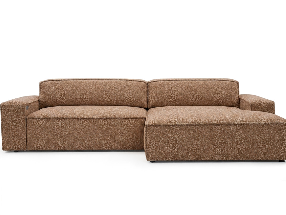 Bobochic Abel Ecksofa mit Schlaffunktion Melange-Stoff Orange Ecke rechts