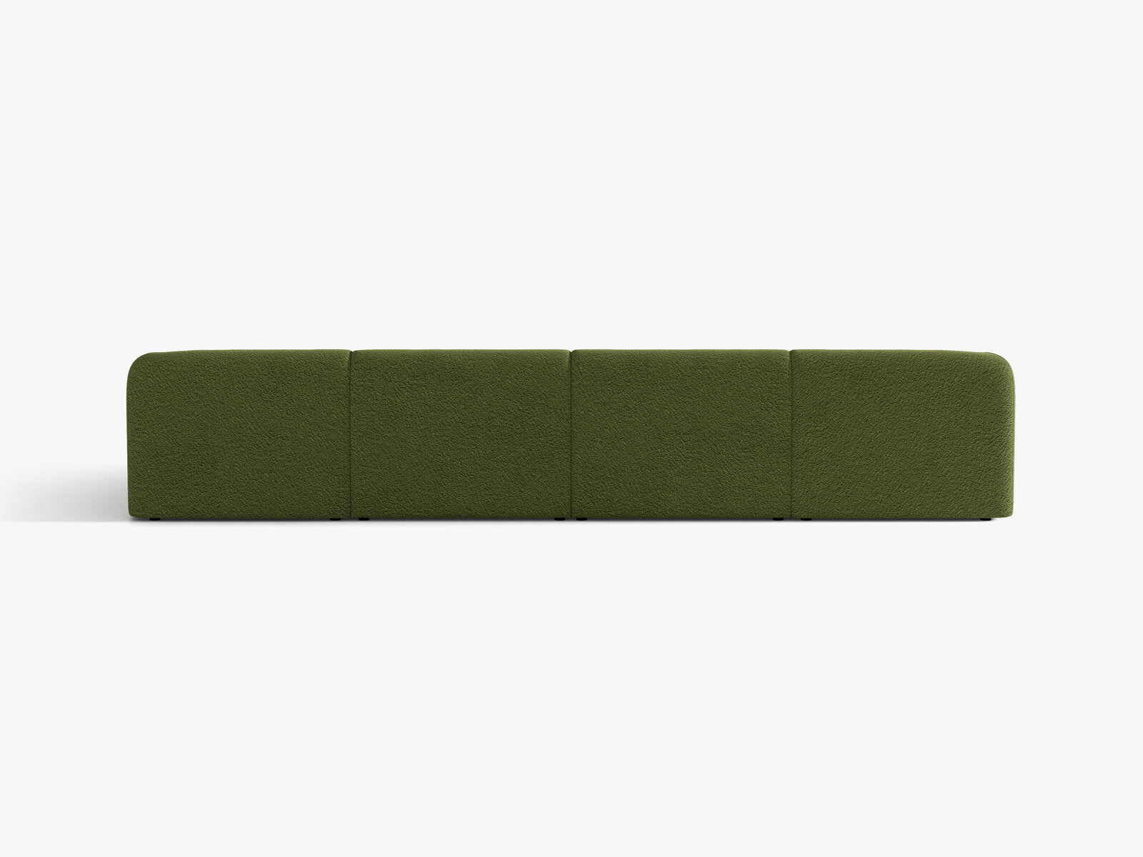 Micadoni Panorama-Sofa Miley 5-Sitzer Boucle Baloo Dunkel-Olivgrün