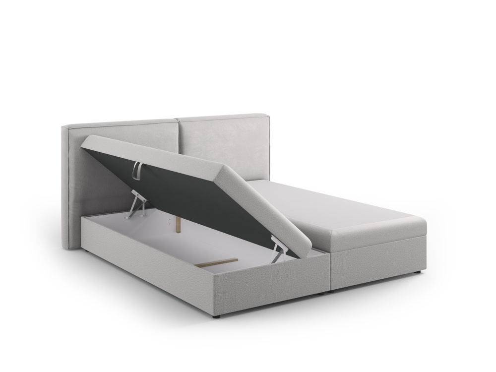 Cosmopolitan Design Boxspringbett Arendal 140x200 Strukturierter Stoff Megan Hellgrau