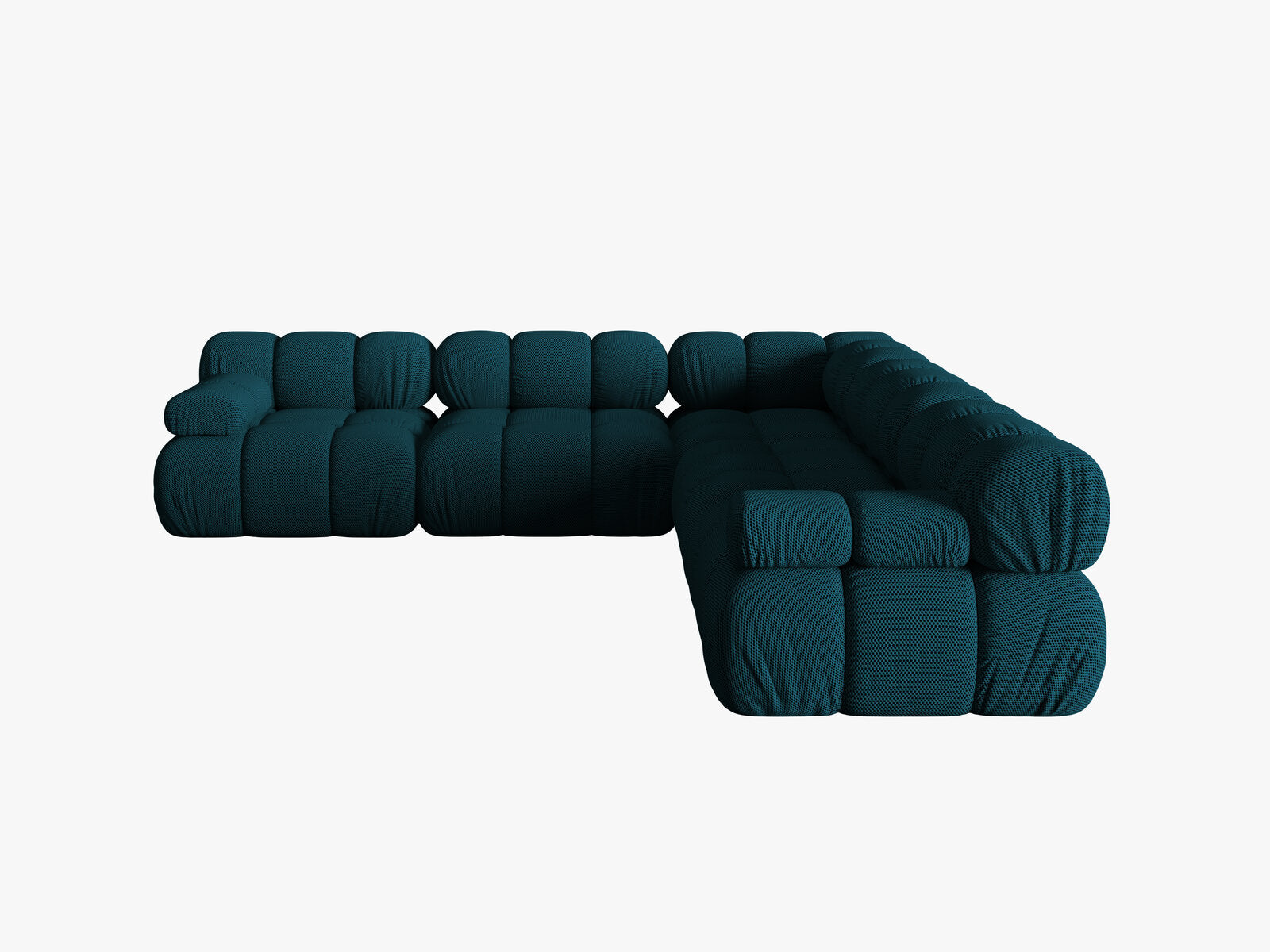 Micadoni Symmetrisches Ecksofa Bellis 5-Sitzer 3D-Stoff Sonic Marineblau