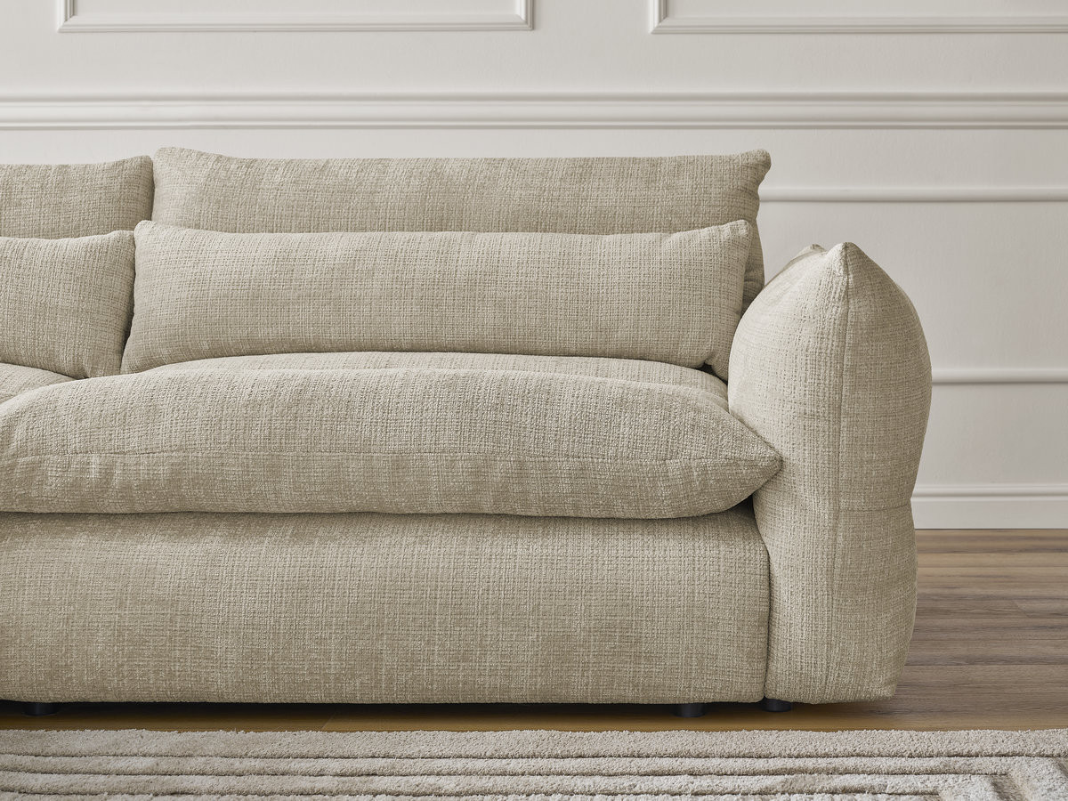 Bobochic Neil Ecksofa mit Pouf Strukturstoff Beige Ecke links