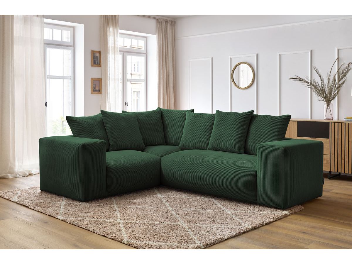 Bobochic Voltaire Ecksofa 268 × 214 cm Cordsamt Grün Ecke links