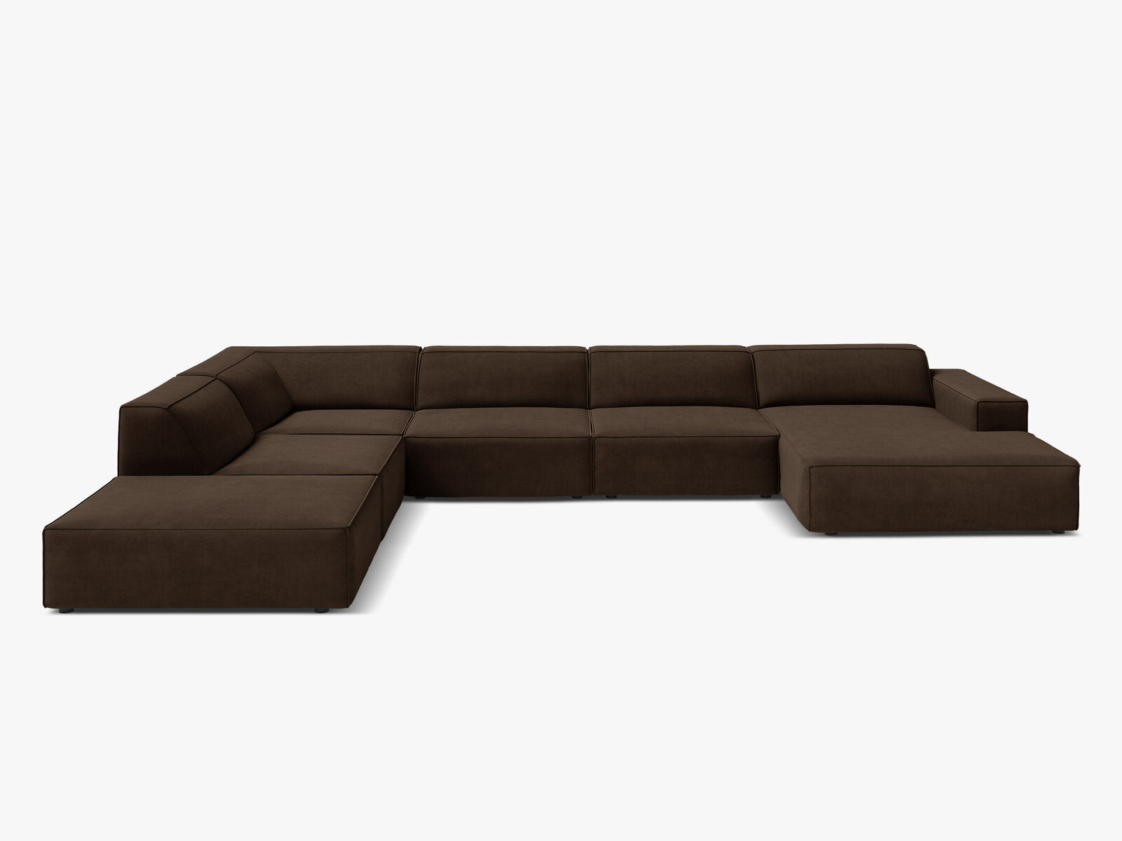 Micadoni Panorama-Ecksofa Jodie 7-Sitzer Links Samt Bluvel Dunkelbraun