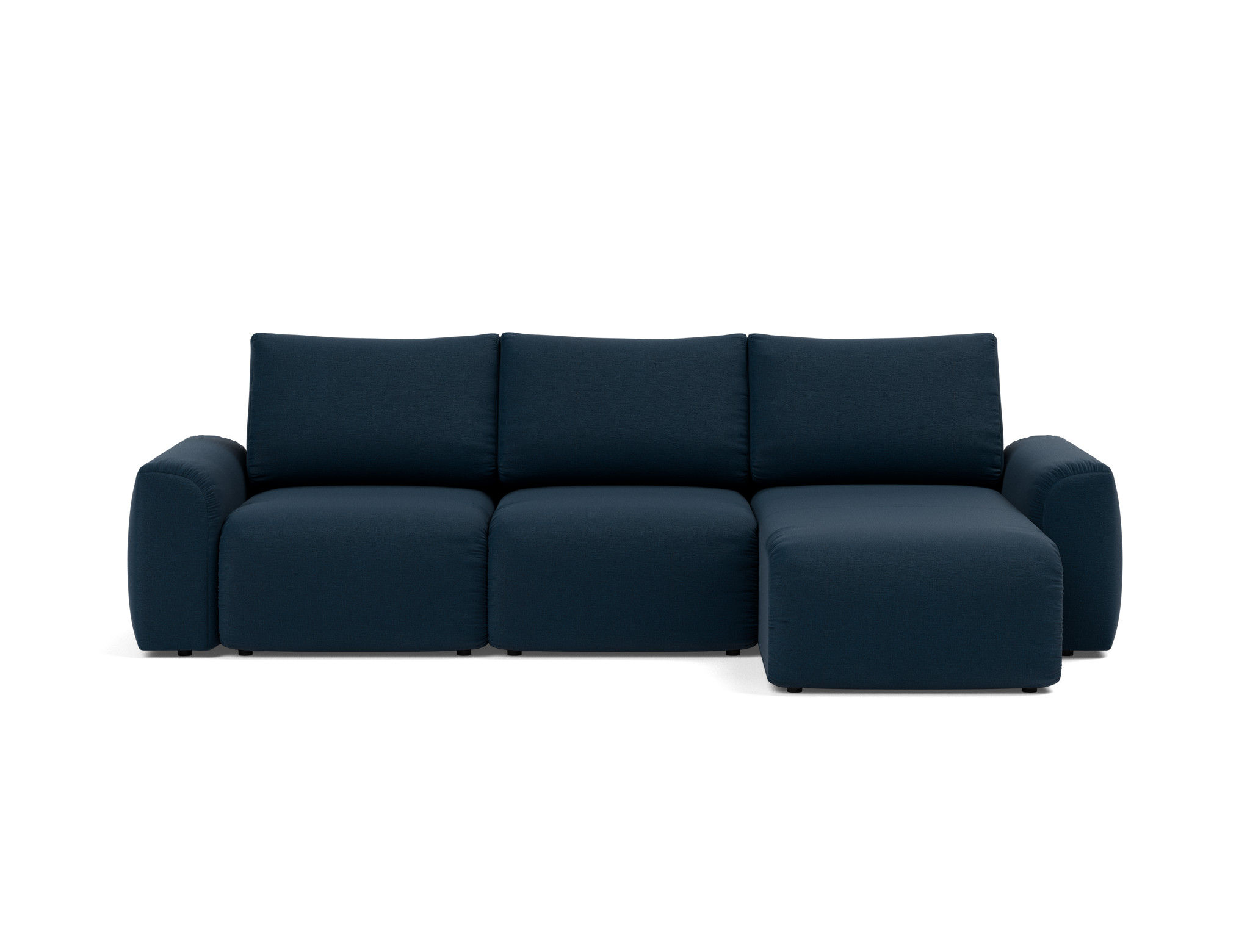 Schlafsofa Norum mit Chaiselongue und Chunky-Armlehnen Flachgewebe Mixed Dance 528-Blue