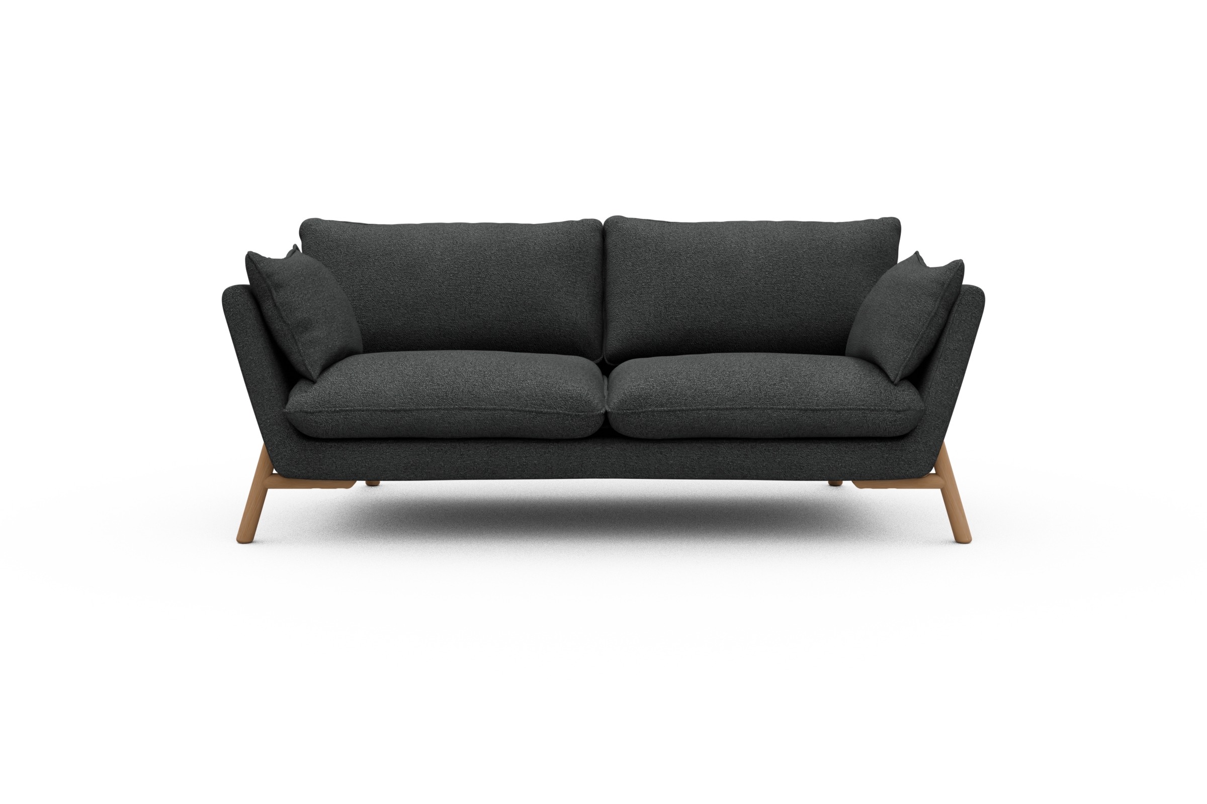 Skandi Home Sofa Emil 2-Sitzer Beinfarbe Eiche Natur Boucle-Charcoal moebelfaktor