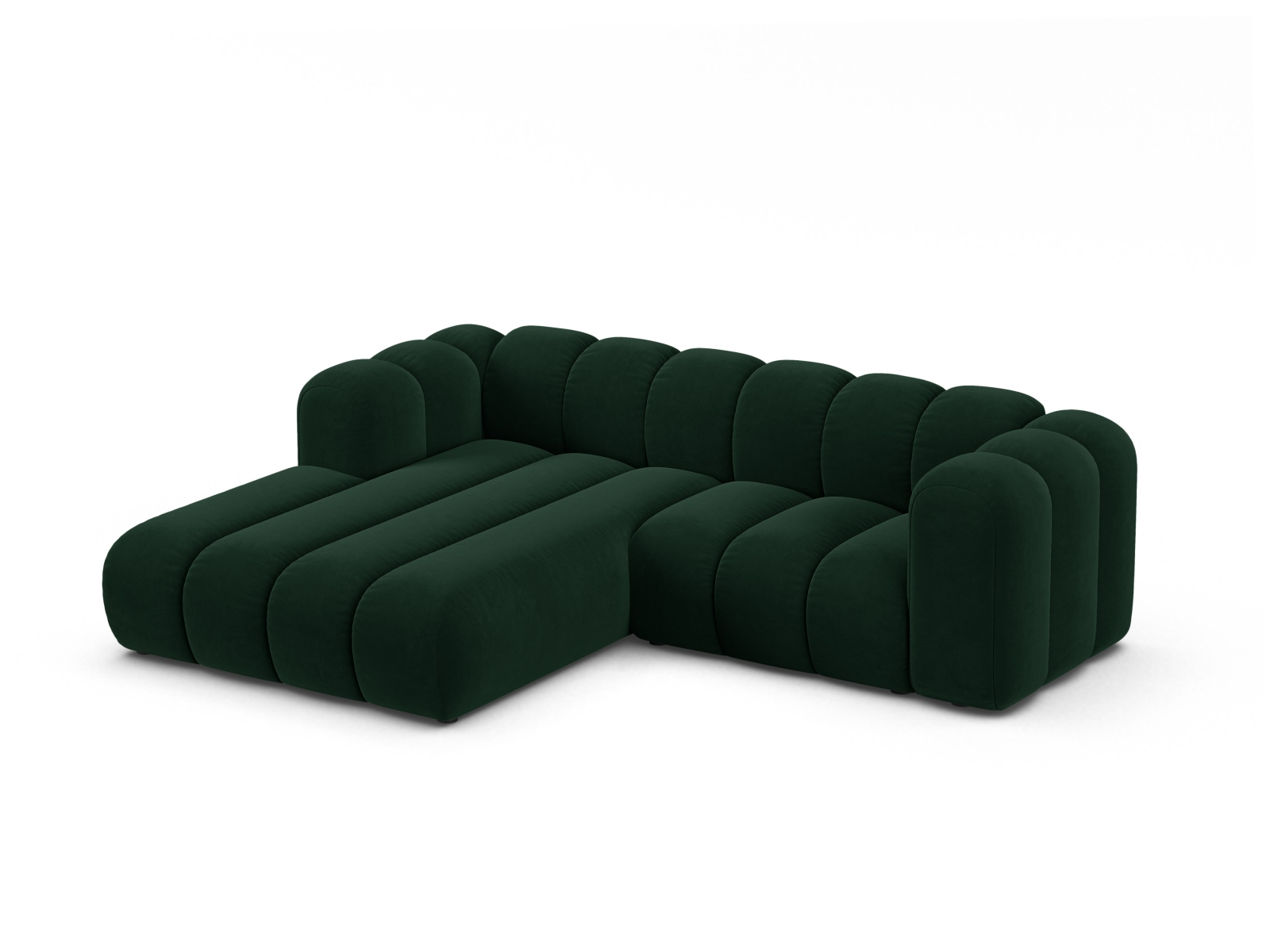 Micadoni Modulares Ecksofa Lupine 3-Sitzer Links Samt Salvador Flaschengrün