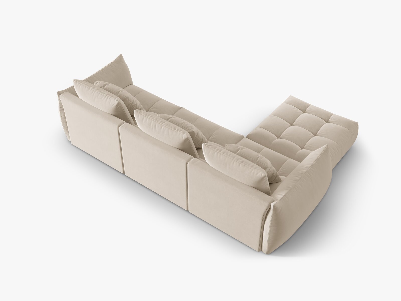 Micadoni Ecksofa Bloom 2-Sitzer Samt Ecru