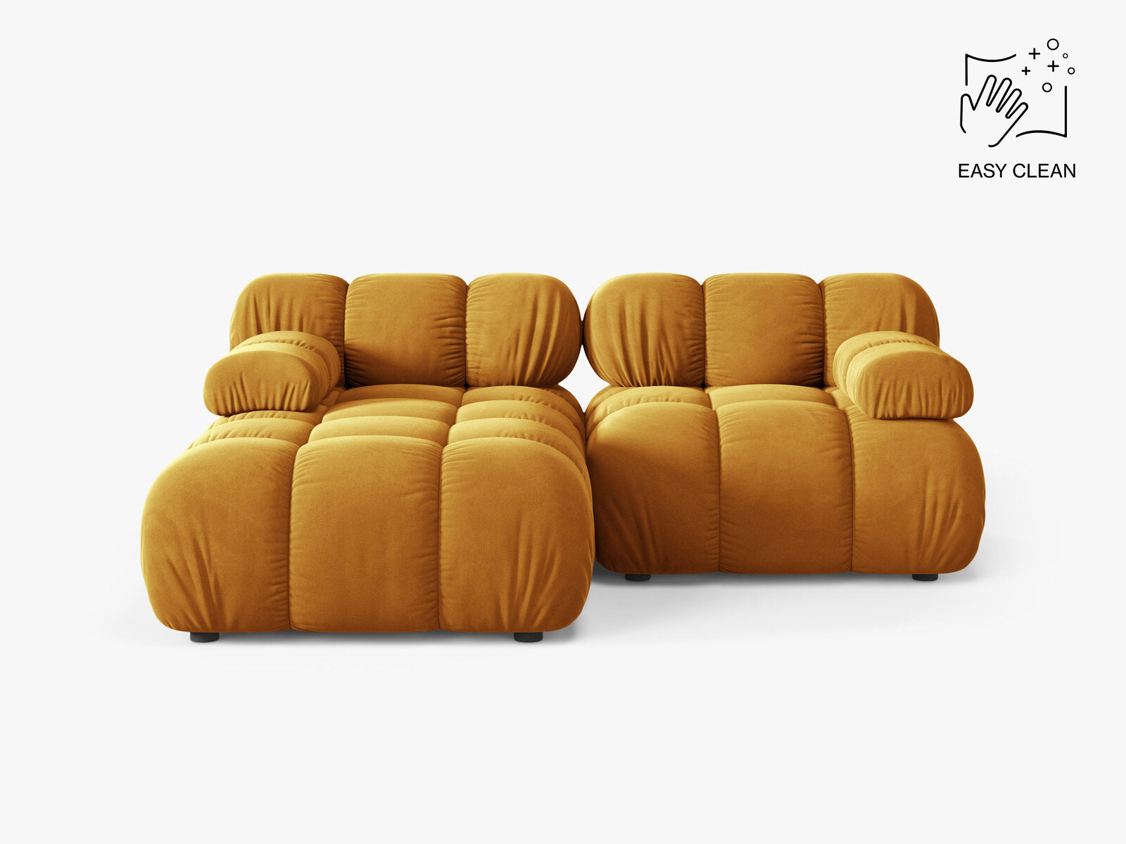 Micadoni Modulares Ecksofa Bellis 3-Sitzer Links Samt Venus Gelb