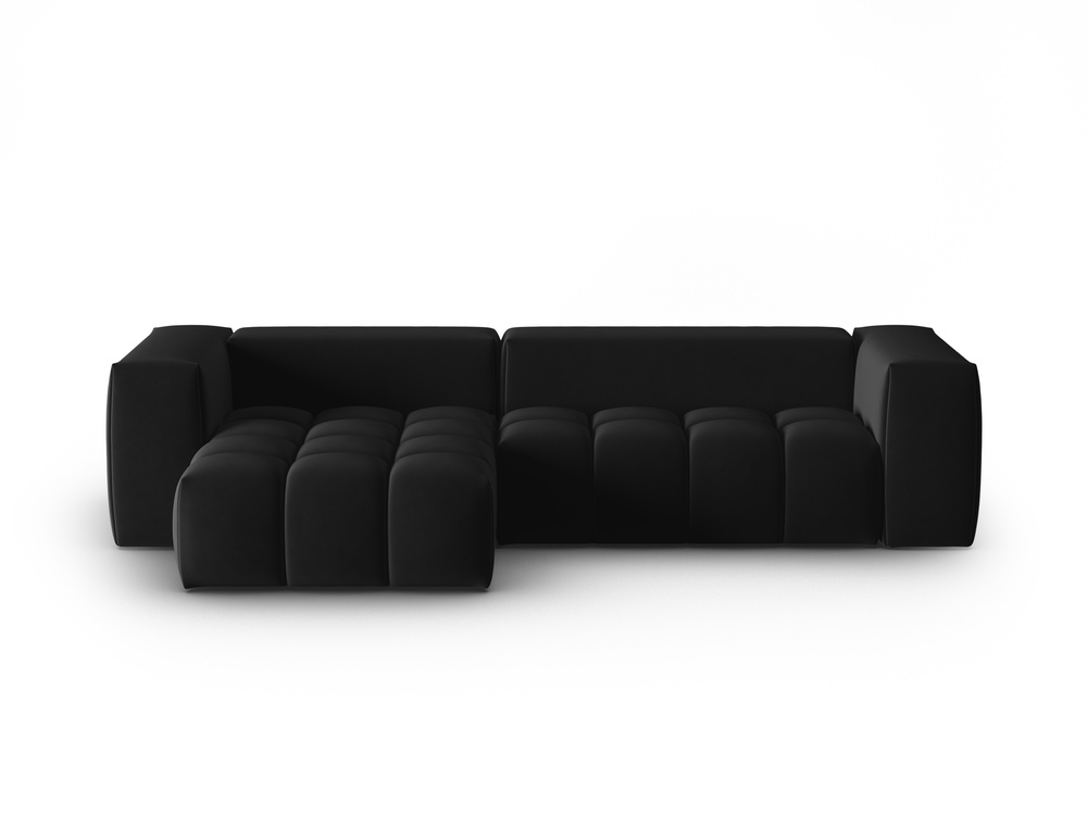 Cosmopolitan Design Ecksofa Verona 3-Sitzer Samt Casino Schwarz Links