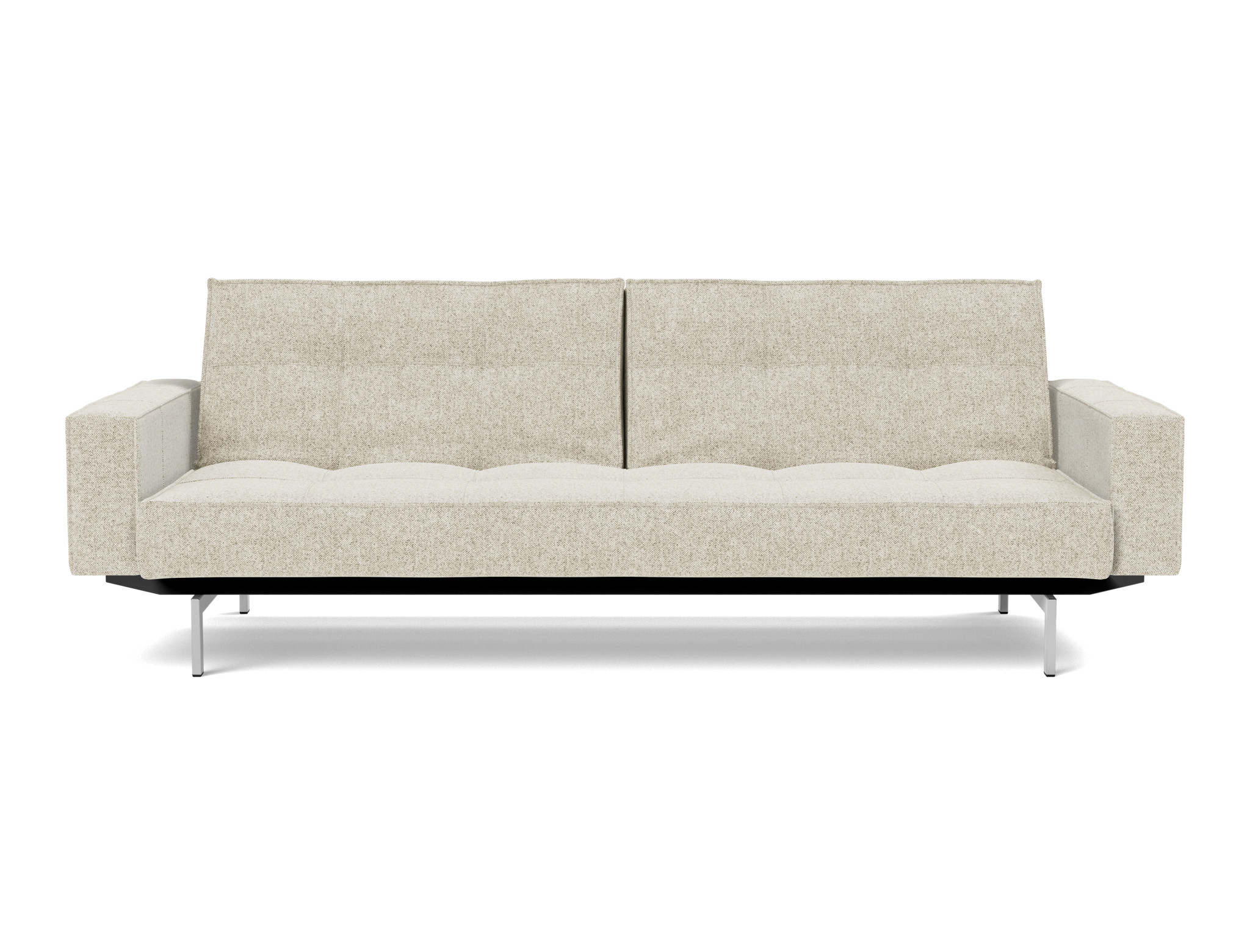 Schlafsofa Splitback mit Armlehnen Strukturierter Stoff Taura 357-Off-White Beine Chrom
