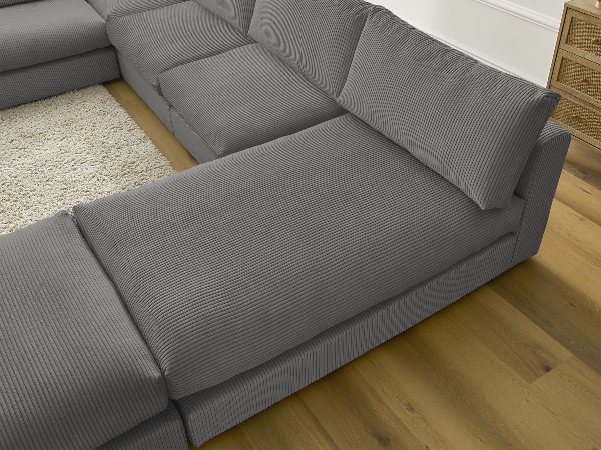 Bobochic Paris Ecksofa mit Pouf 369 × 167 cm Cordsamt Dunkelgrau