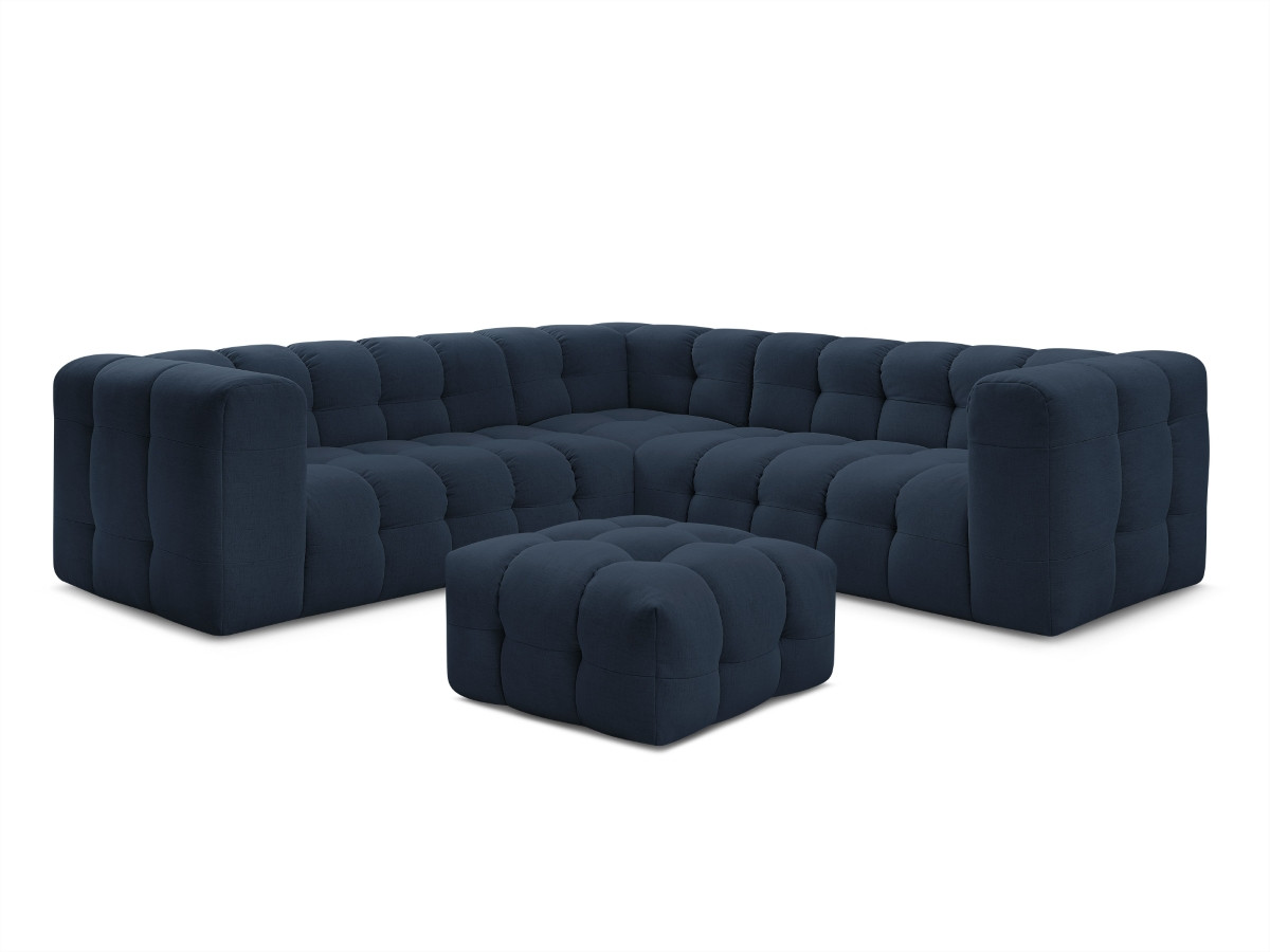 Bobochic Cloud Ecksofa mit Pouf 268 × 110 cm Stoff Dunkelblau