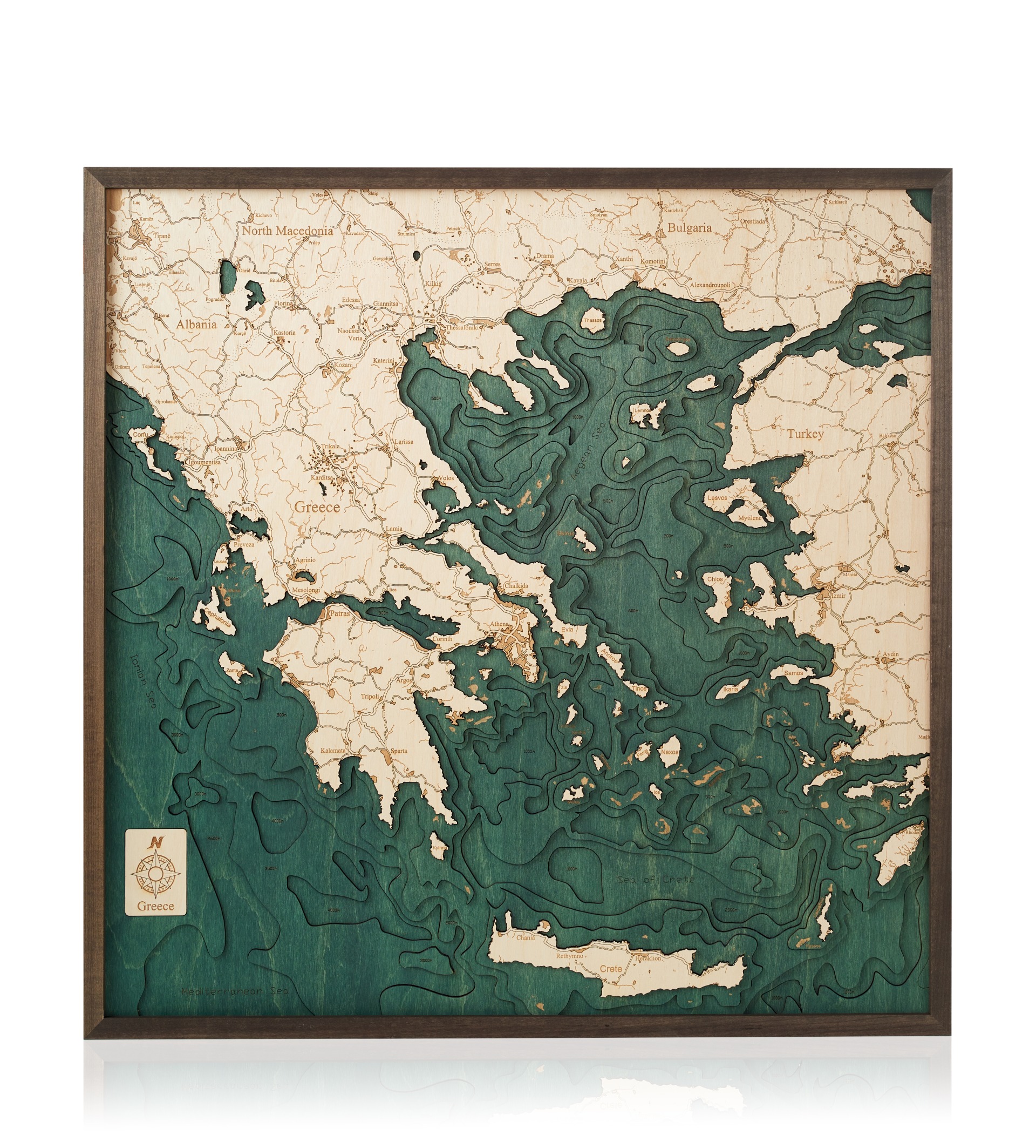 Cutting Brothers 3D Holz-Wandkarte Griechenland 76 x 76 moebelfaktor