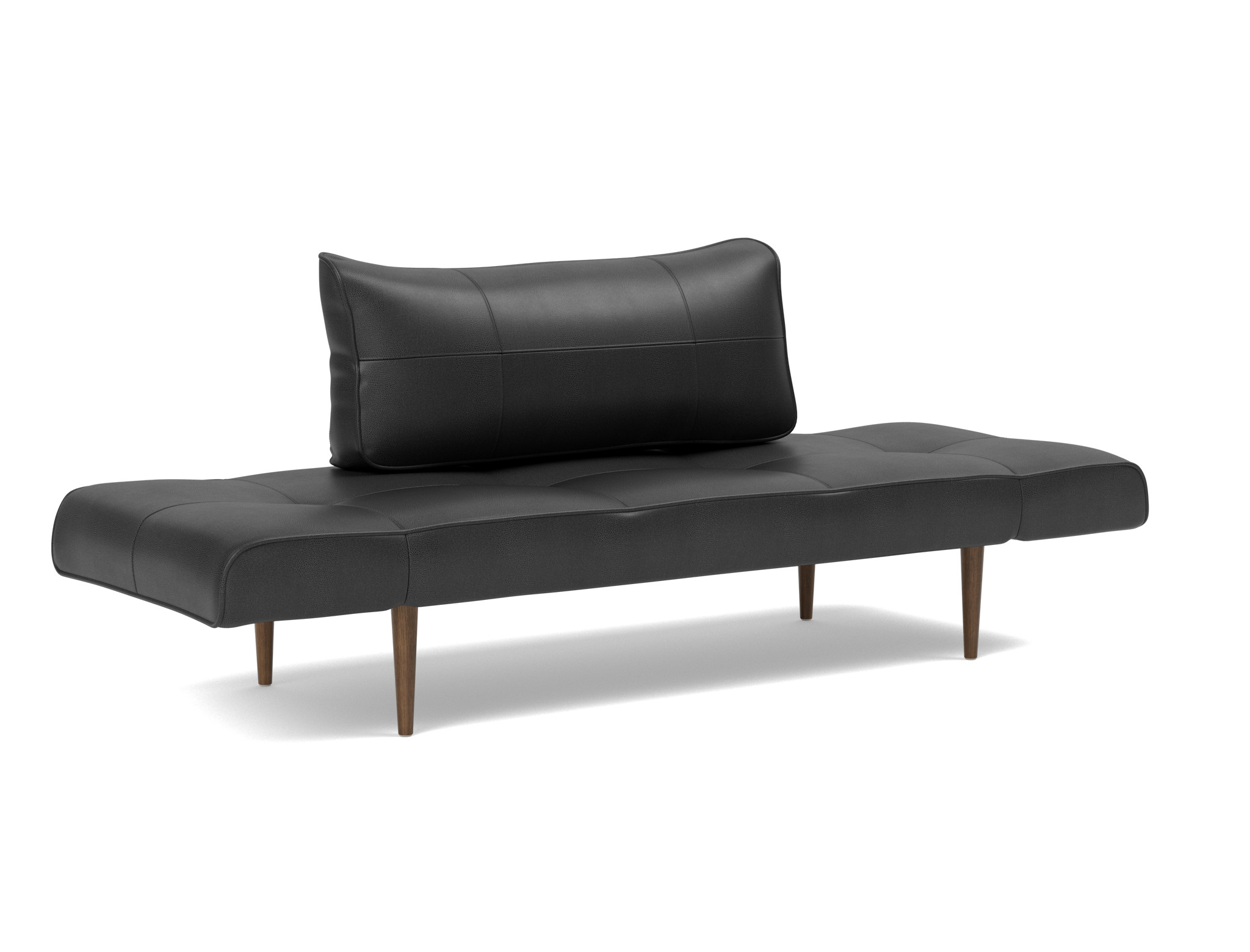 Tagesbett Zeal Lederoptik Faunal 550-Black Beine Styletto Eiche dunkel