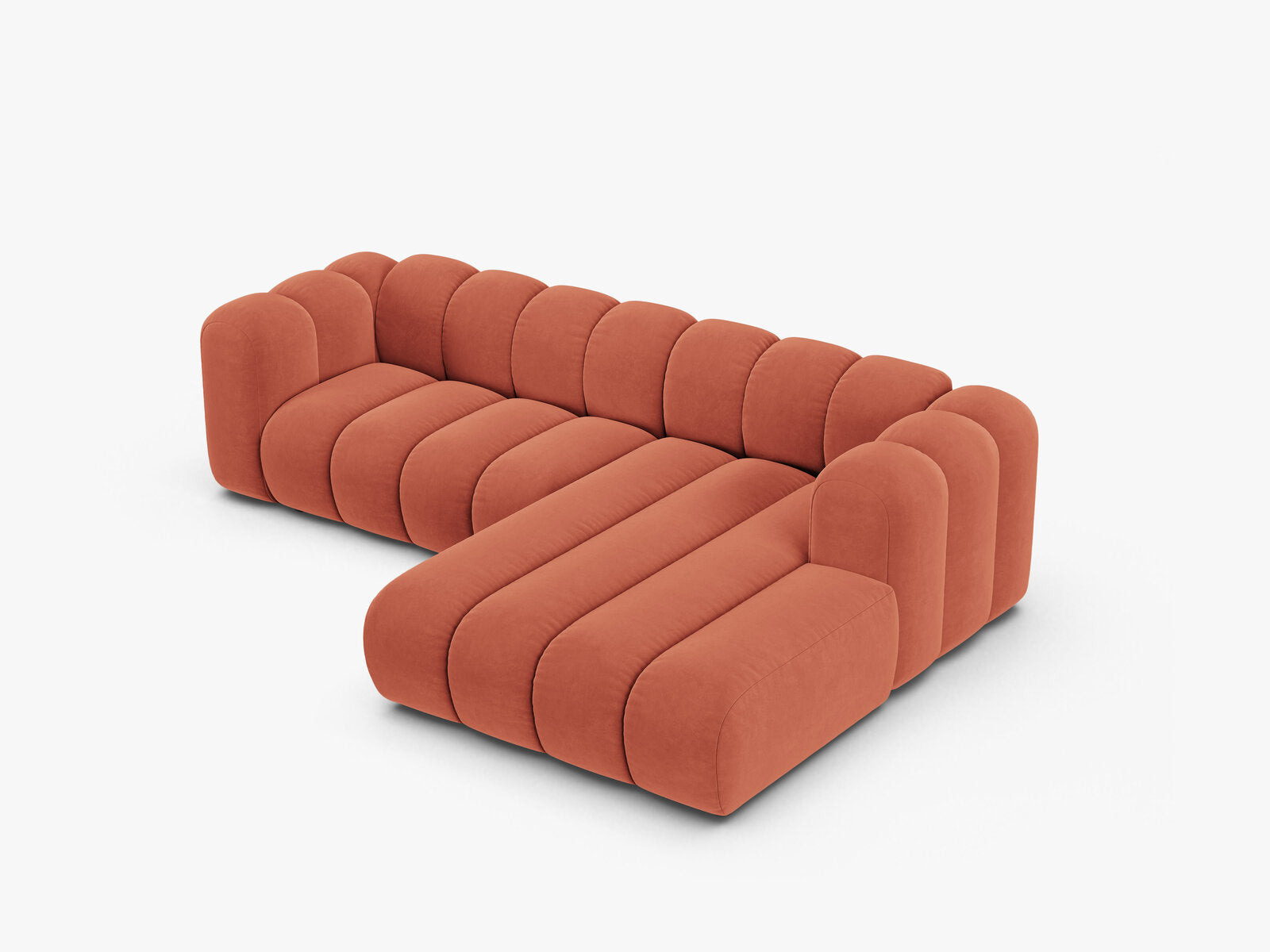 Micadoni Modulares Ecksofa Lupine 4-Sitzer mittelgroß Rechts Samt Venus Koralle