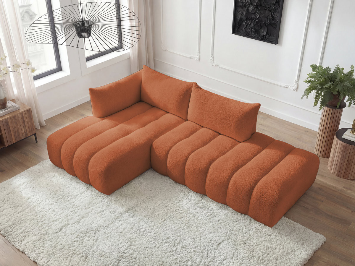 Bobochic Azra Ecksofa 319 × 178 cm Bouclé-Stoff Orange Ecke links