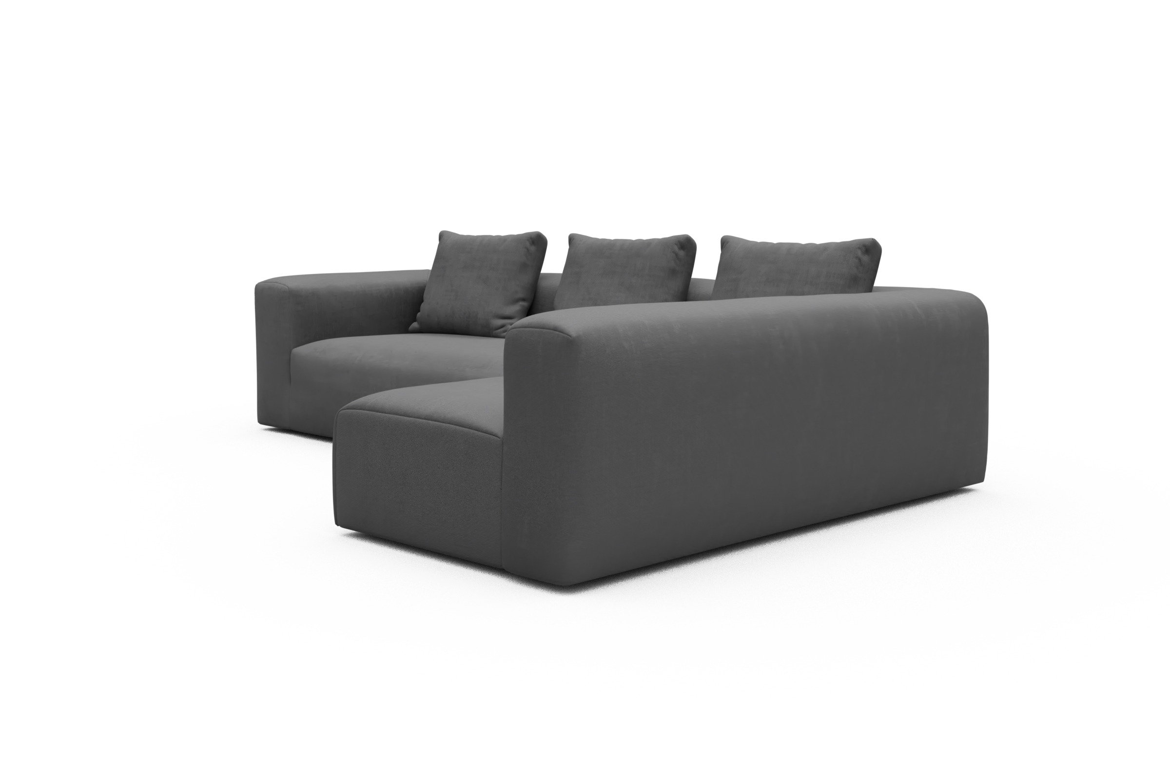 Ecksofa Fred 2x 2,5-Sitzer rechts offen Cordufine-Grey