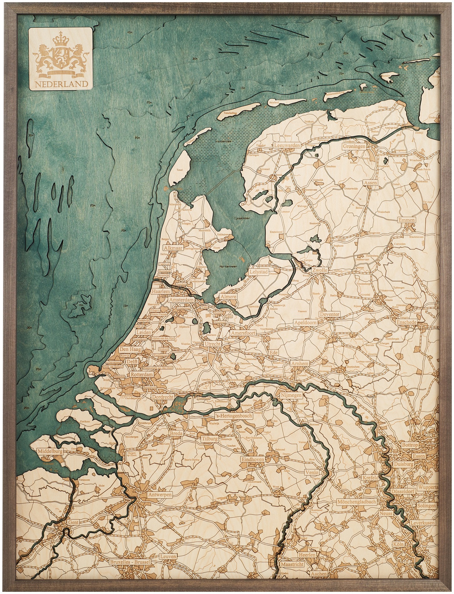 Cutting Brothers 3D Holz-Wandkarte Niederlande 81 x 61 moebelfaktor