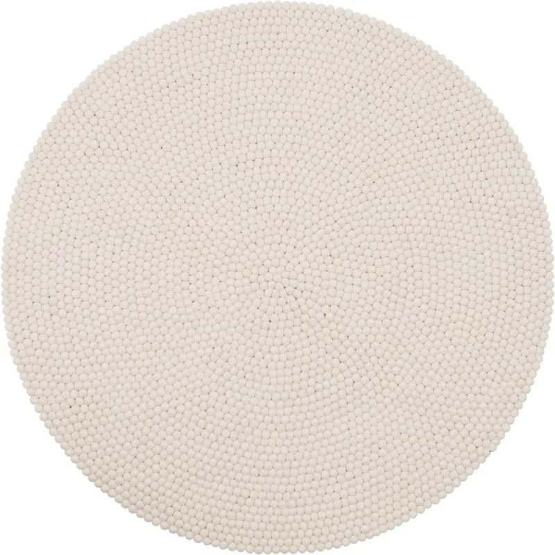 myfelt Linéa Filzkugelteppich Naturweiß