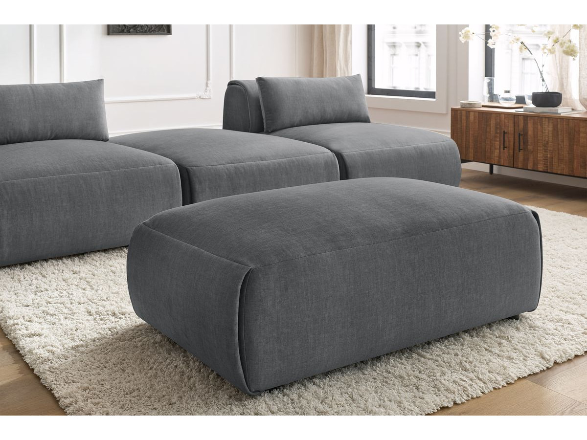 Bobochic Jeanne Sofa 4-Sitzer mit Pouf Samt Dunkelgrau