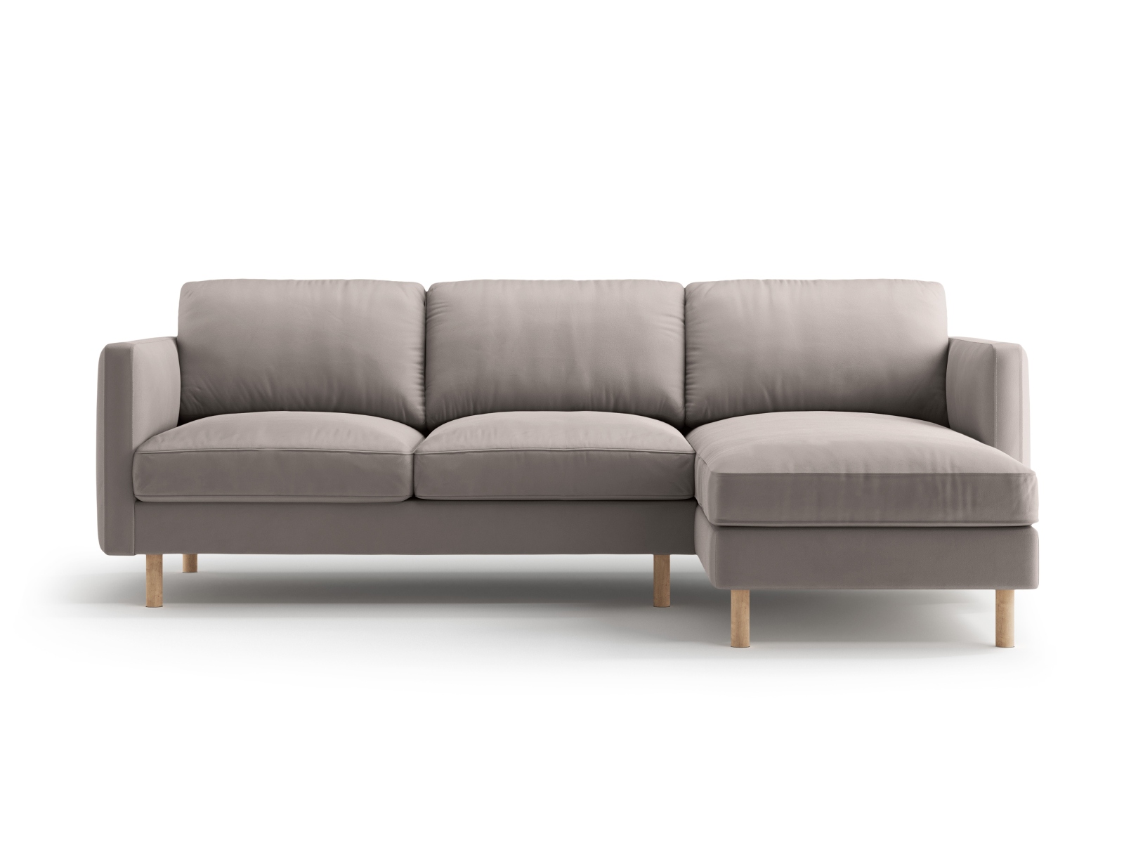 Micadoni Ecksofa Eden Groß 3-Sitzer Rechts Samt Warmes Grau