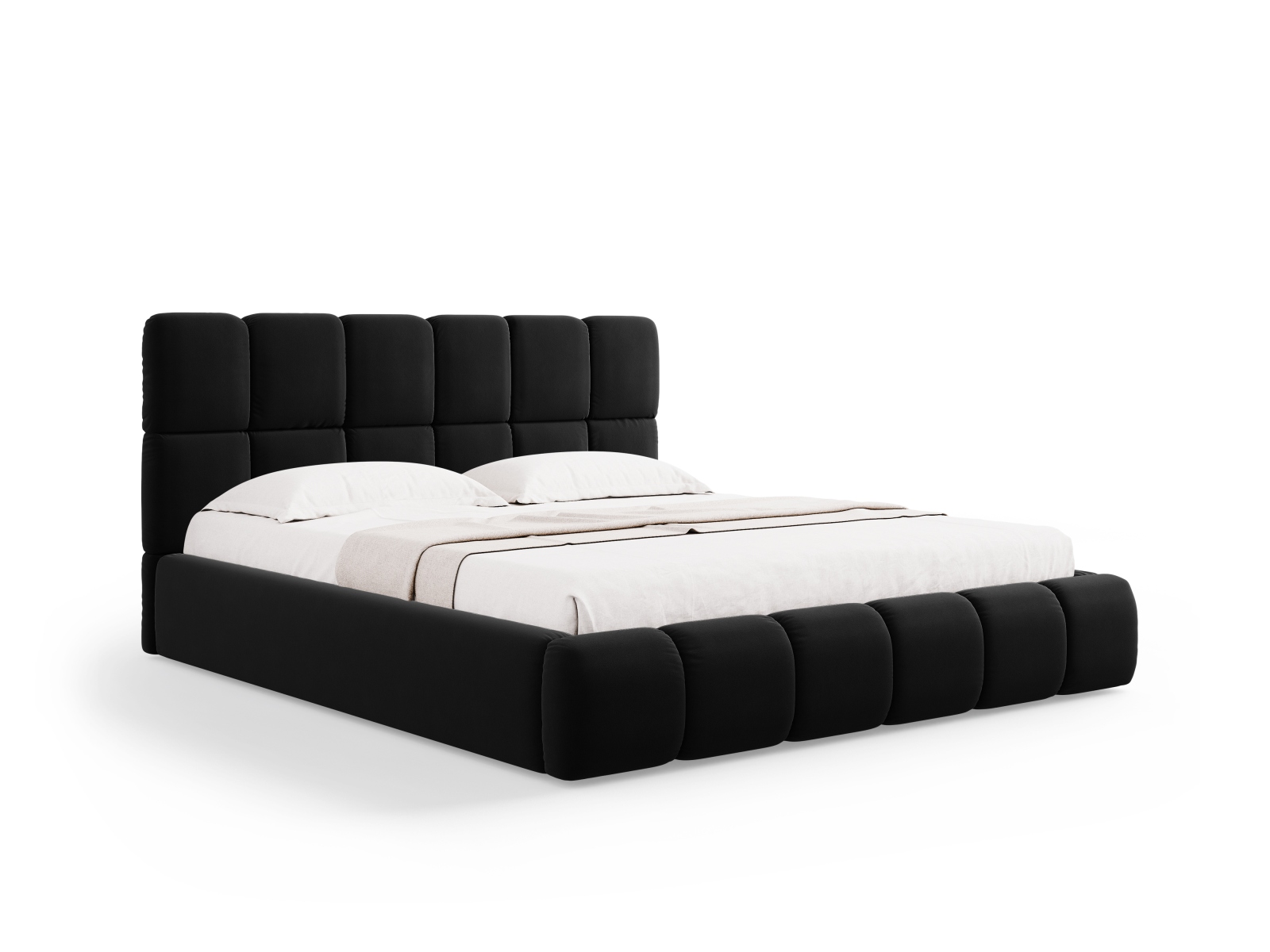 Micadoni Stauraumbett mit Kopfteil Bellis Samt Bluvel Schwarz 160x200