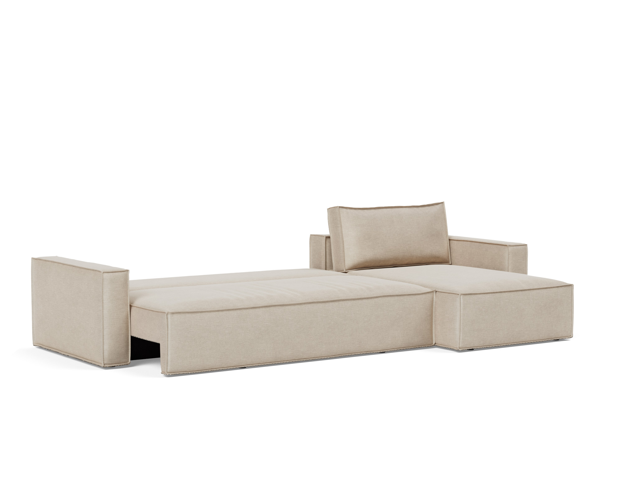 Schlafsofa Newilla mit Chaiselongue Flachgewebe Phobos 586-Latte