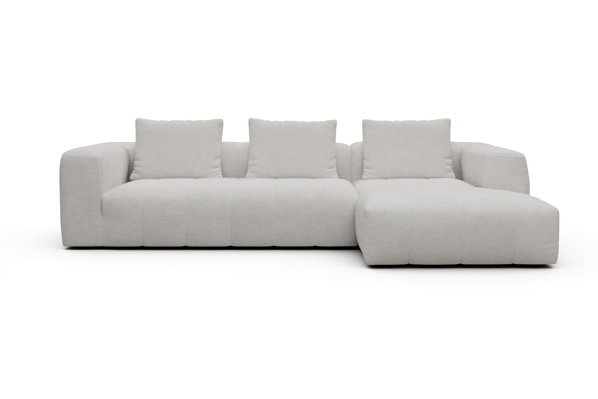 Ecksofa Hugo 2,5-Sitzer Armlehne links mit Chaiselongue Vivus-Dusty-Off-White