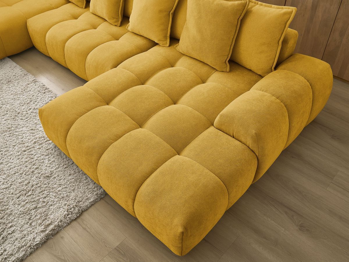 Bobochic Everest Wohnlandschaft, 14 Kissen Strukturstoff Gelb Ecke rechts