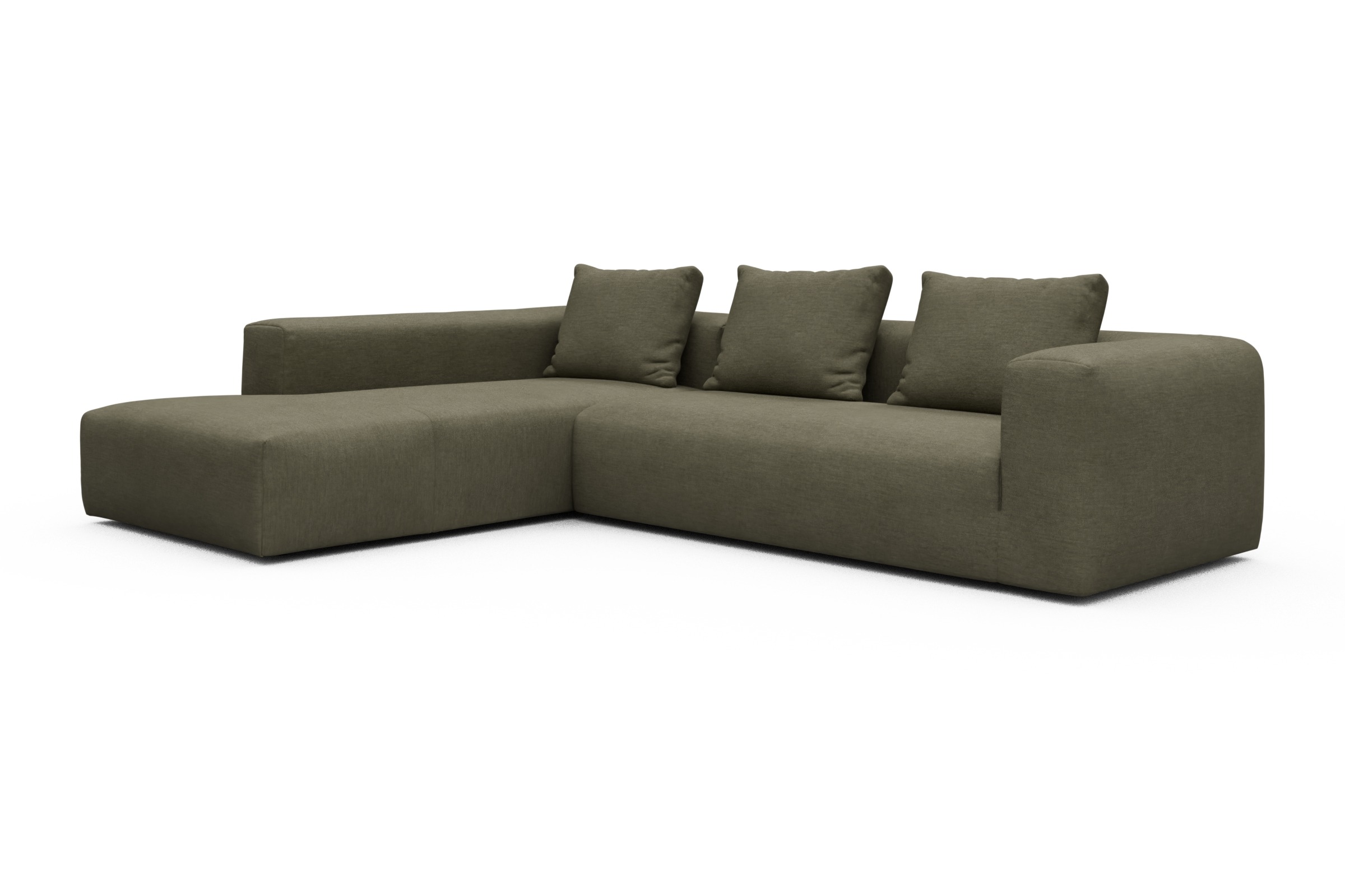 Ecksofa Fred Relax-Ecke links mit 2,5-Sitzer Vivus-Dusty-Olive