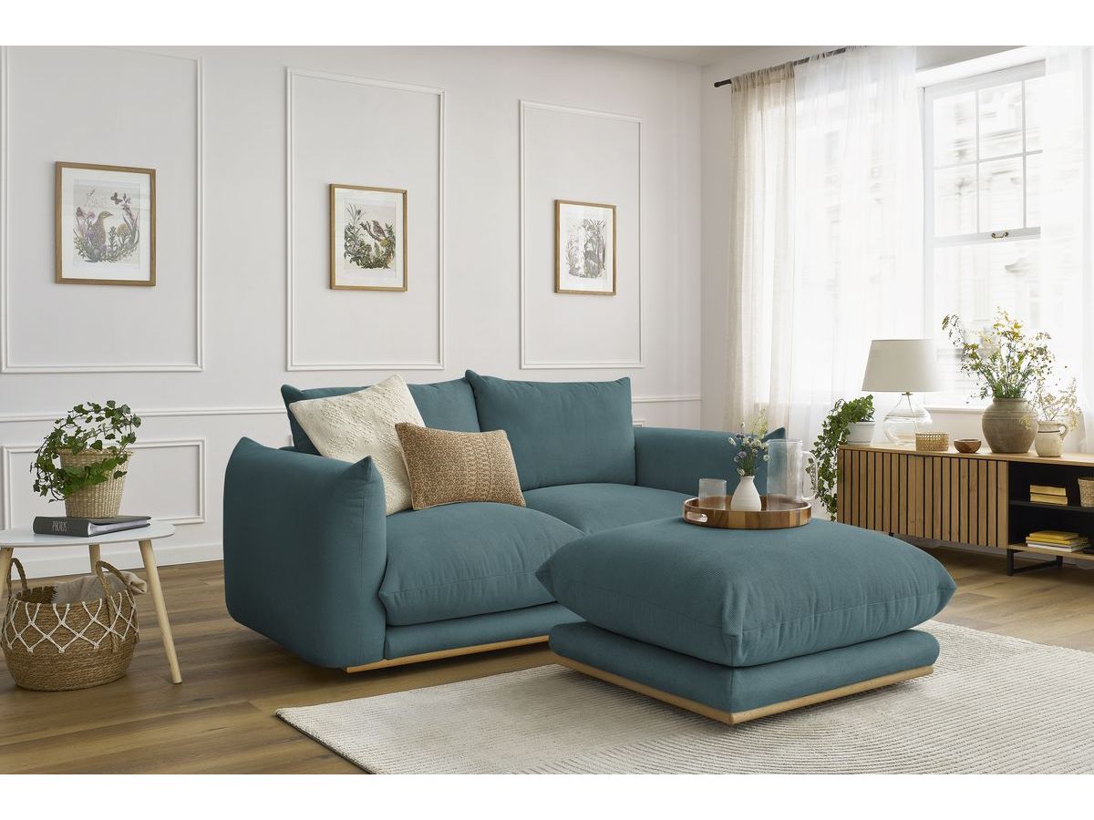 Bobochic Ernest Sofa 3-Sitzer mit Pouf 193 × 106 cm Stoff Dunkelblau