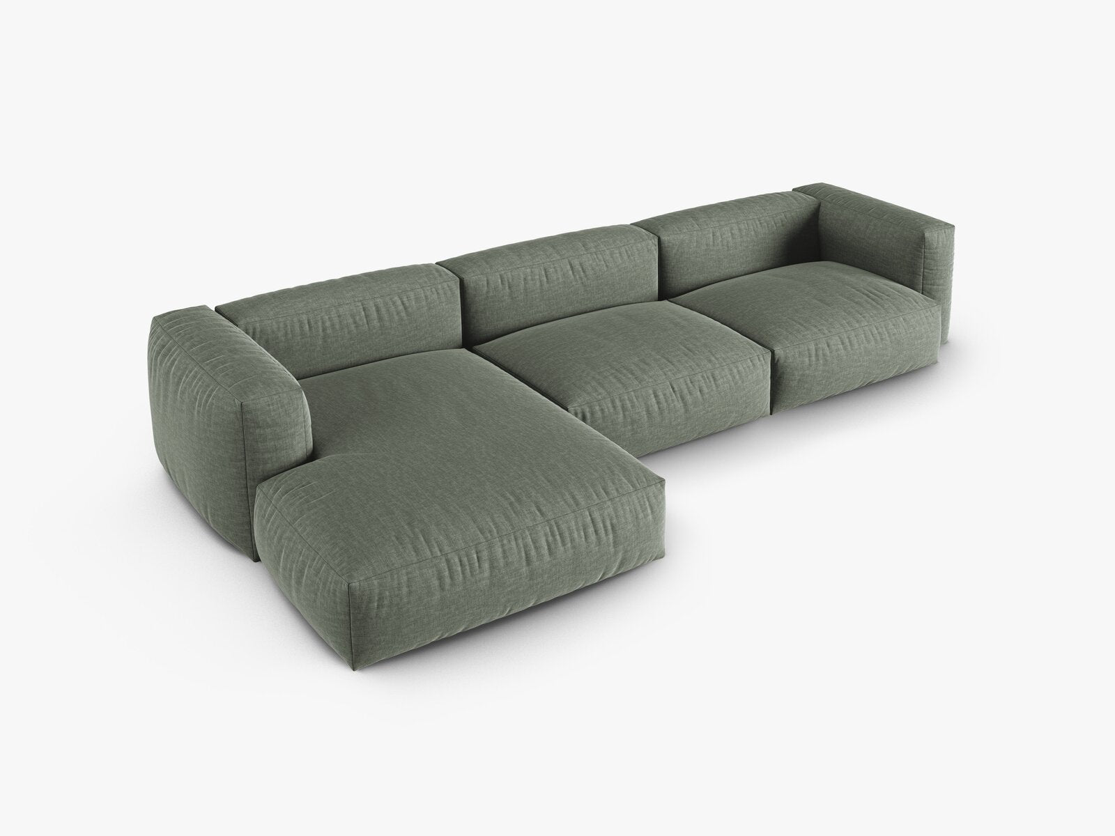 Micadoni Ecksofa Martina 3-Sitzer 90cm Sitztiefe Links Strukturierter Stoff Boston Moßgrün