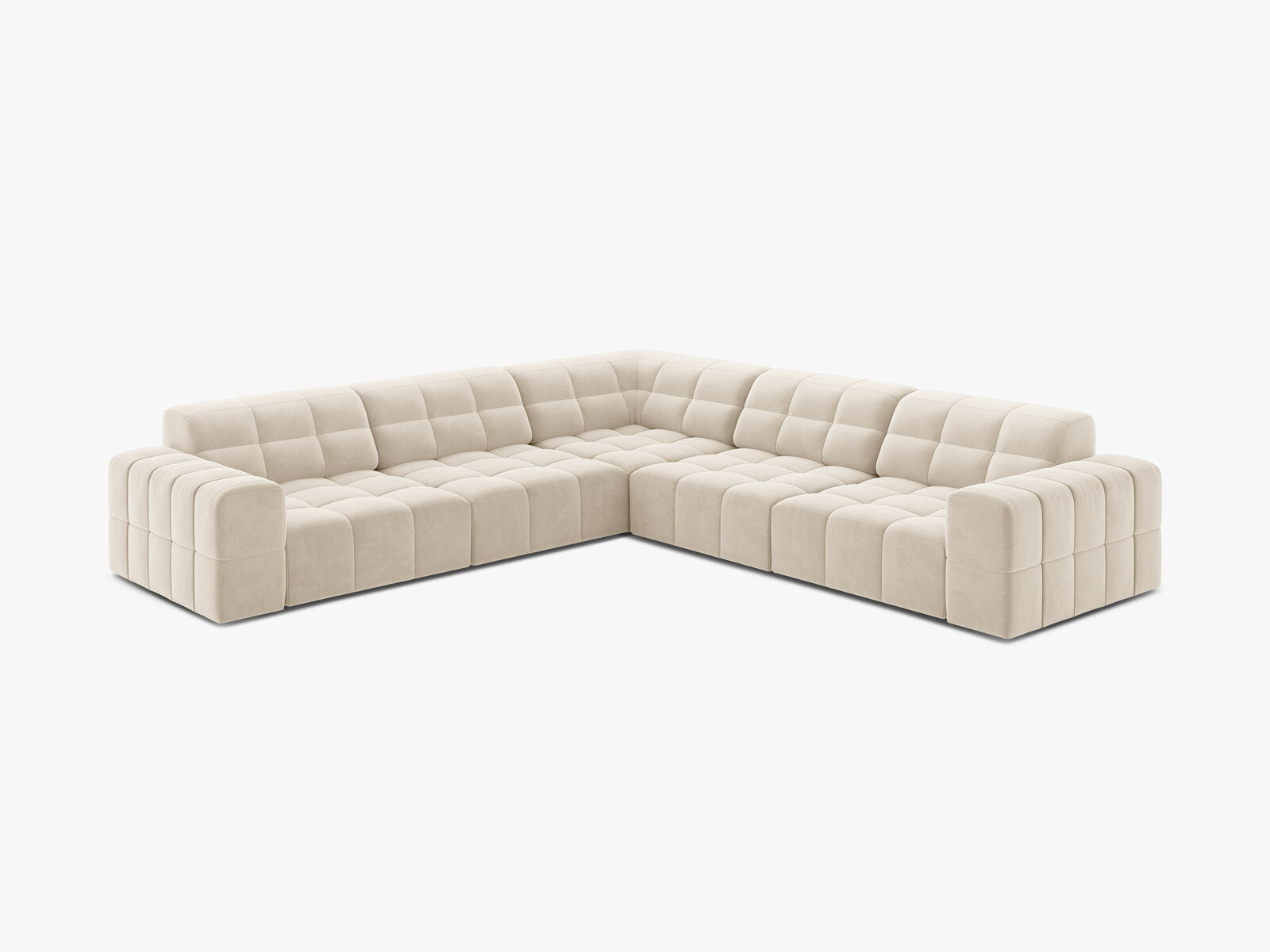 Micadoni Jennifer Symmetrisches Ecksofa Samt Bluvel Helles Beige