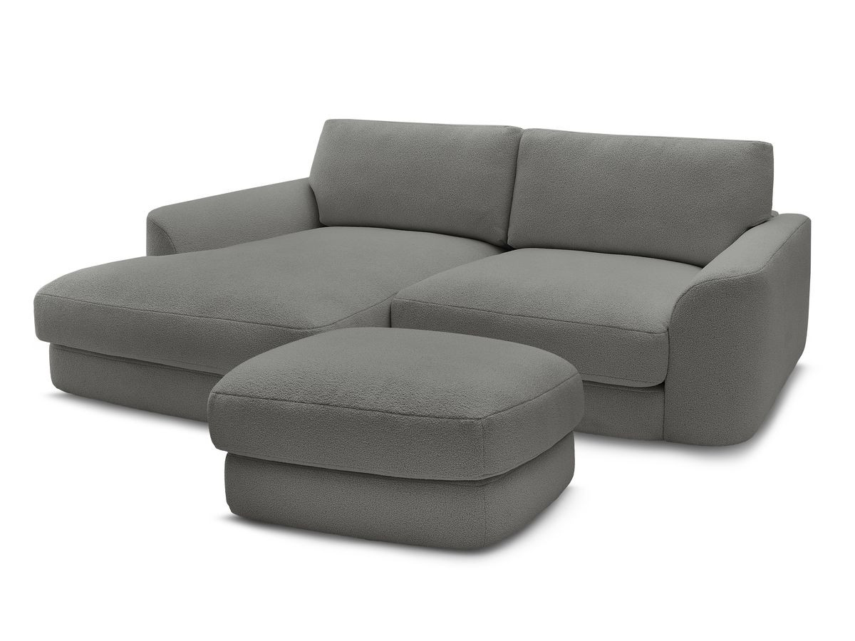Bobochic Leonore Ecksofa mit Pouf Bouclé-Stoff Dunkelgrau Ecke links