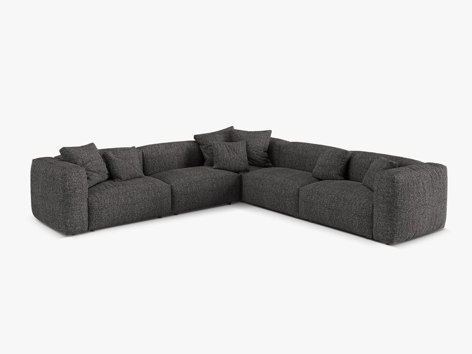 Micadoni modulares symmetrisches Ecksofa XL Martina 5-Sitzer Boucle Monet Anthrazit