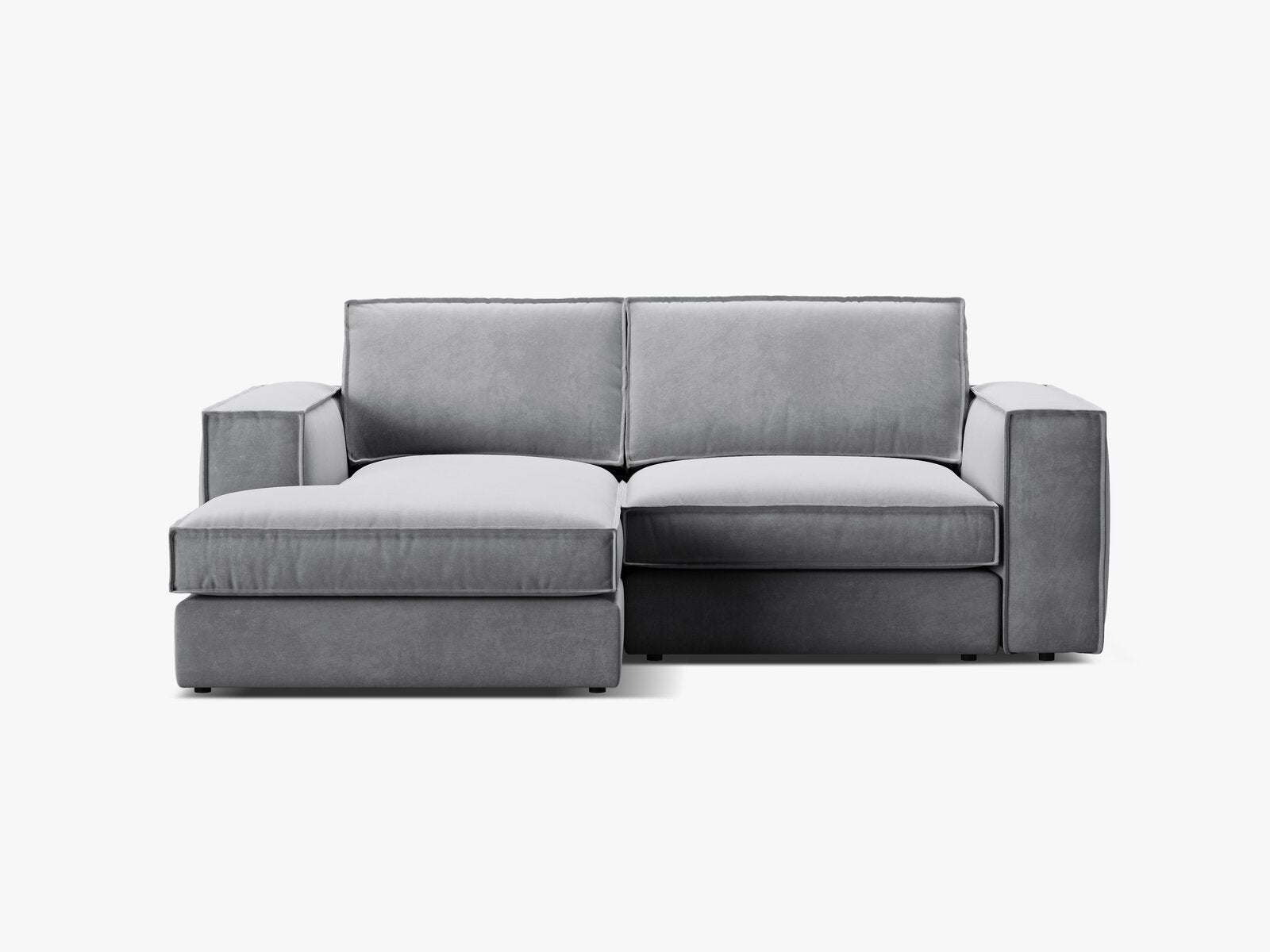 Micadoni modulares Ecksofa Pola 2-Sitzer kleine Version Links Samt Salvador Grau
