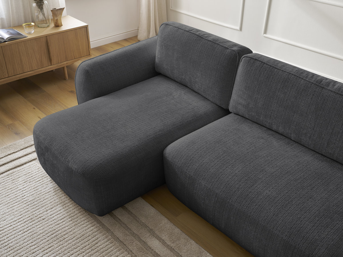 Bobochic Denise Ecksofa mit Schlaffunktion und Bettkasten 258 × 160 cm Strukturstoff Schwarz Ecke links