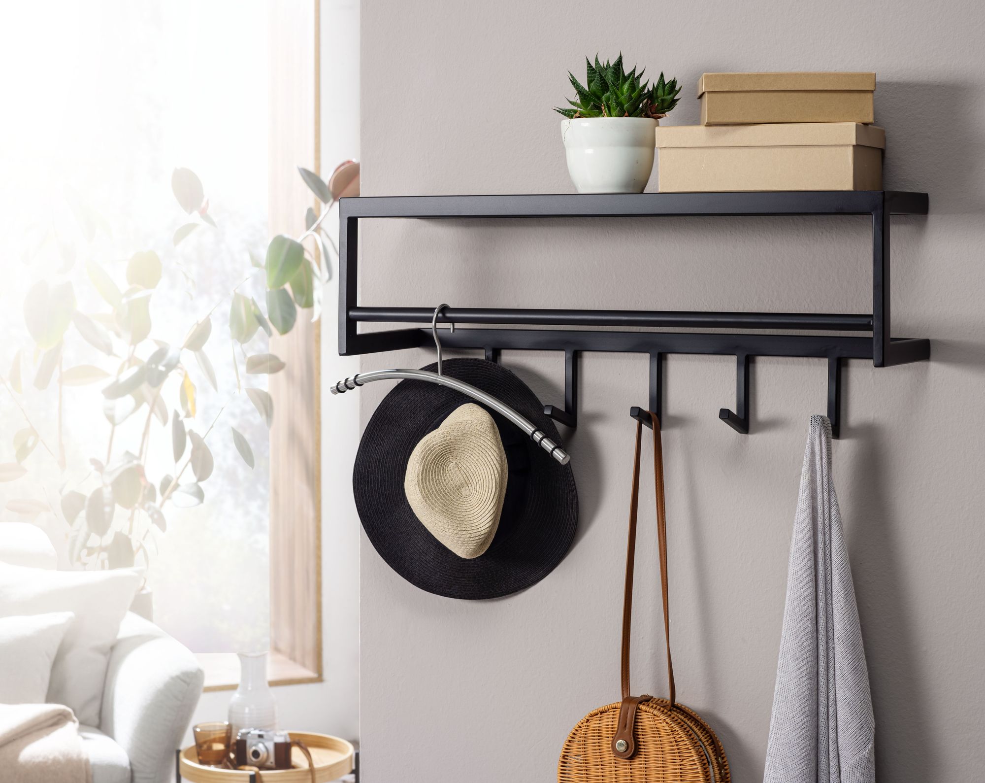 Wandgarderobe Geirland Metall Schwarz 70 × 20 × 20 cm
